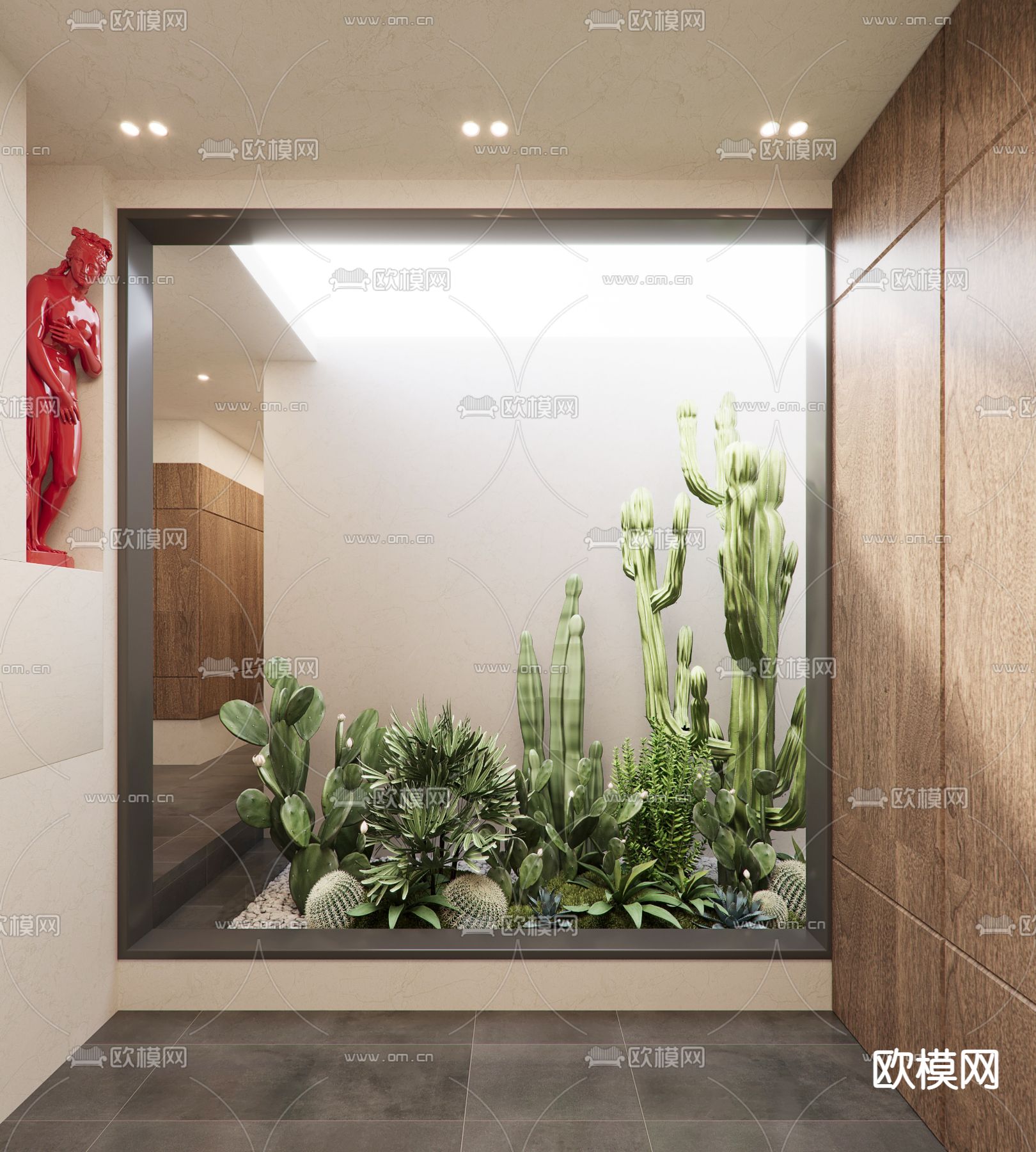 室内景观造景  过道造景3d模型下载