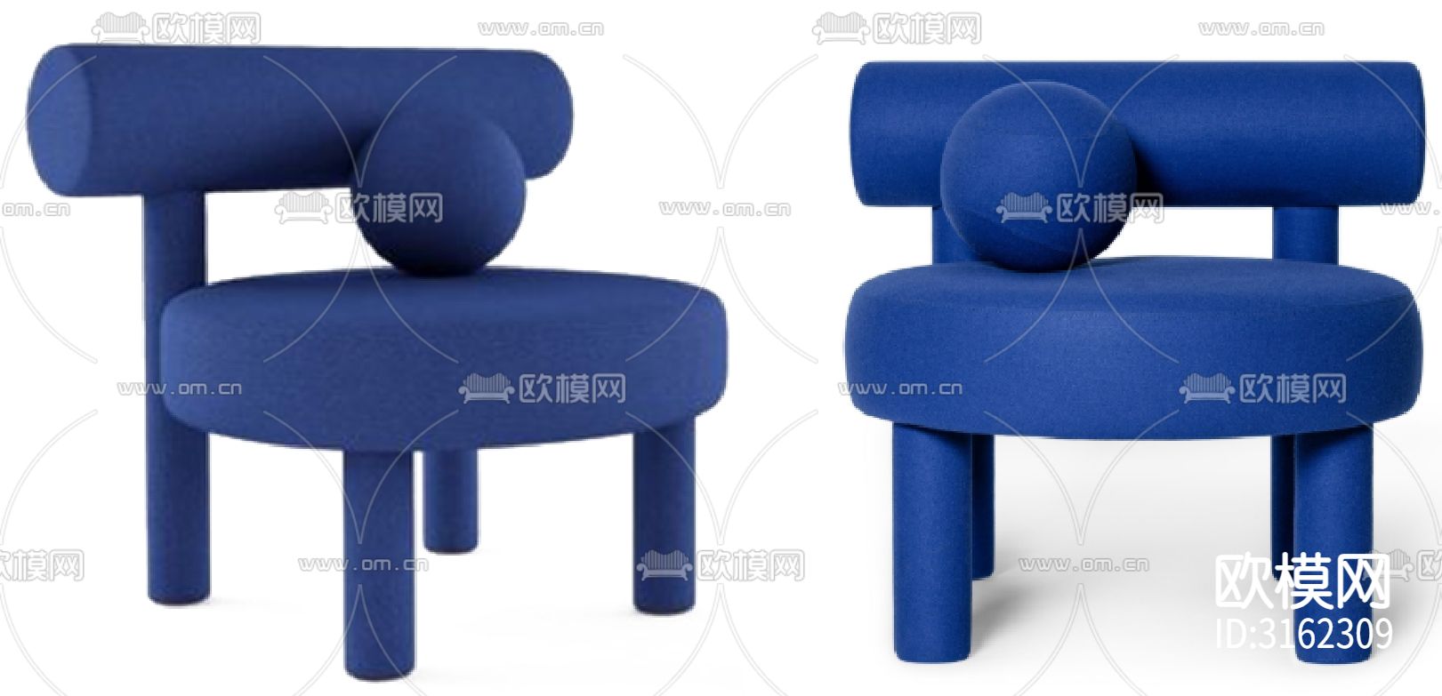 现代椅子CAD家具设计图纸下载（渲染图2）