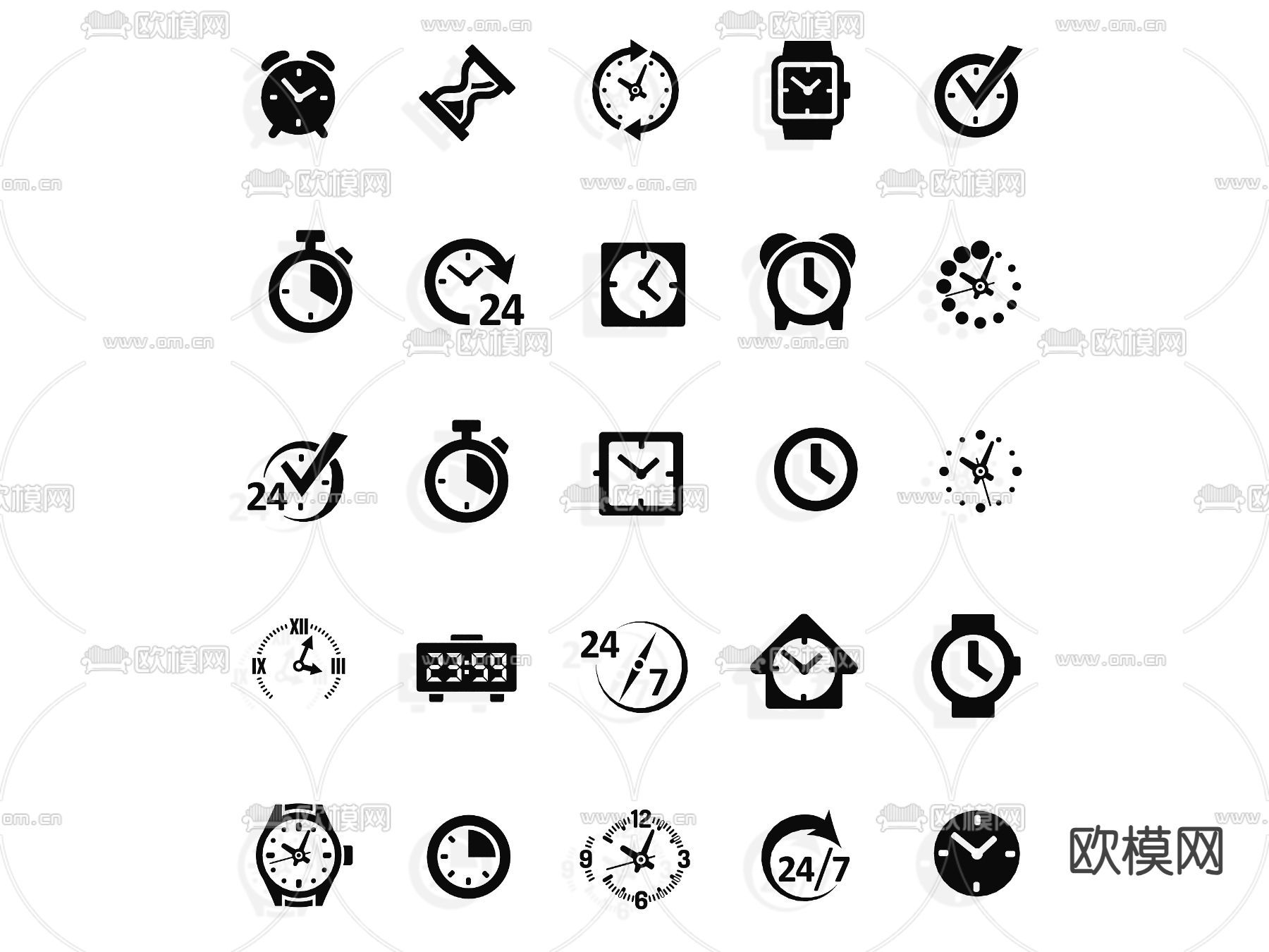 时钟 秒表 计时器 图标3d模型下载