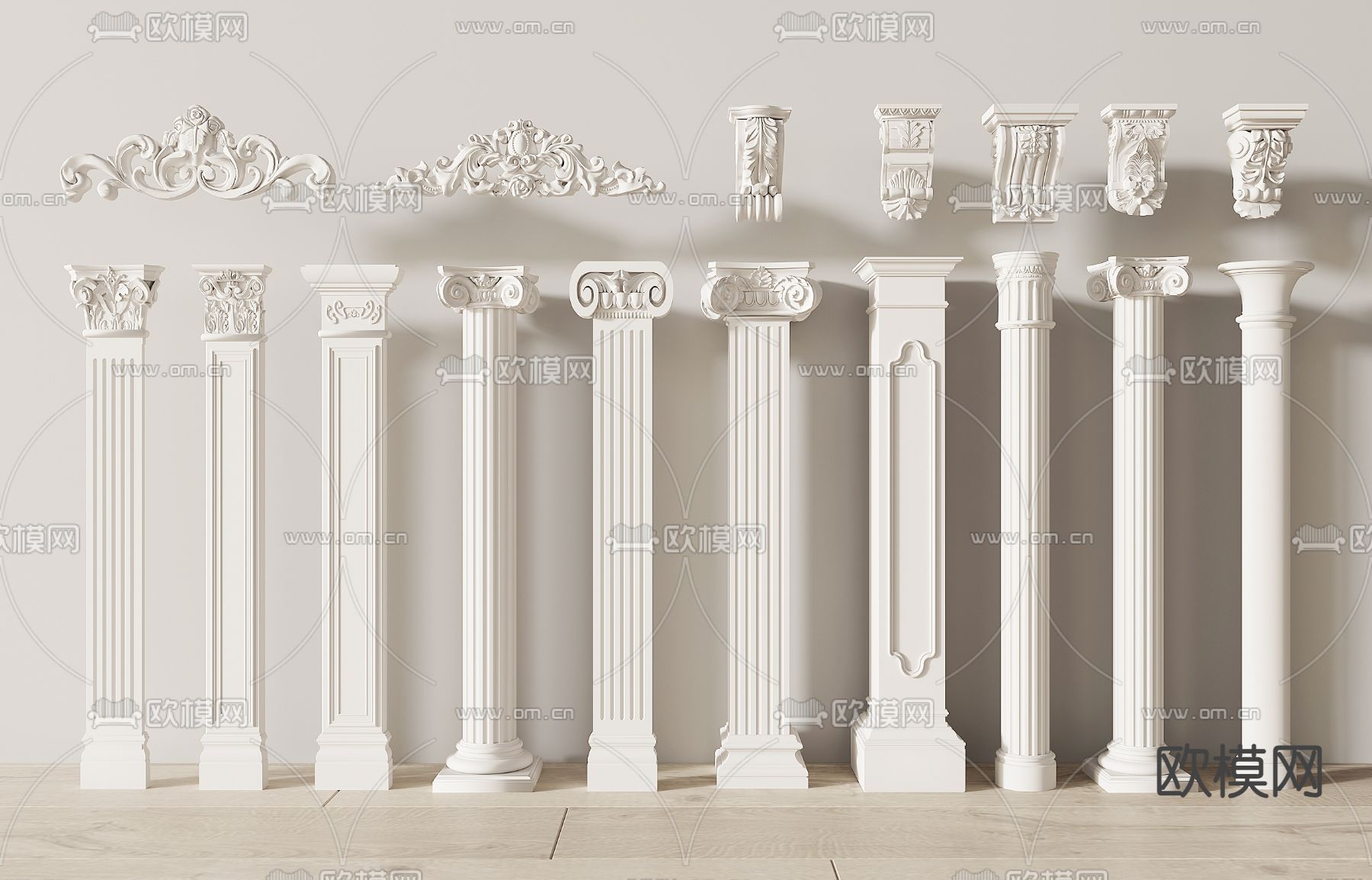 简欧柱子 门庭柱 石膏柱 罗马柱3d模型下载