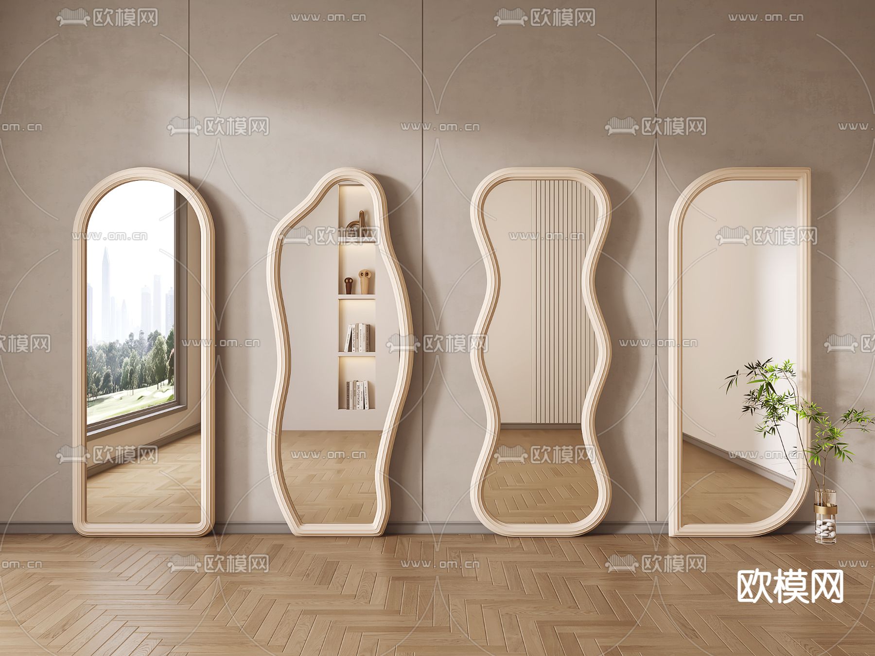 奶油风异形镜子 全身镜 试衣镜下载