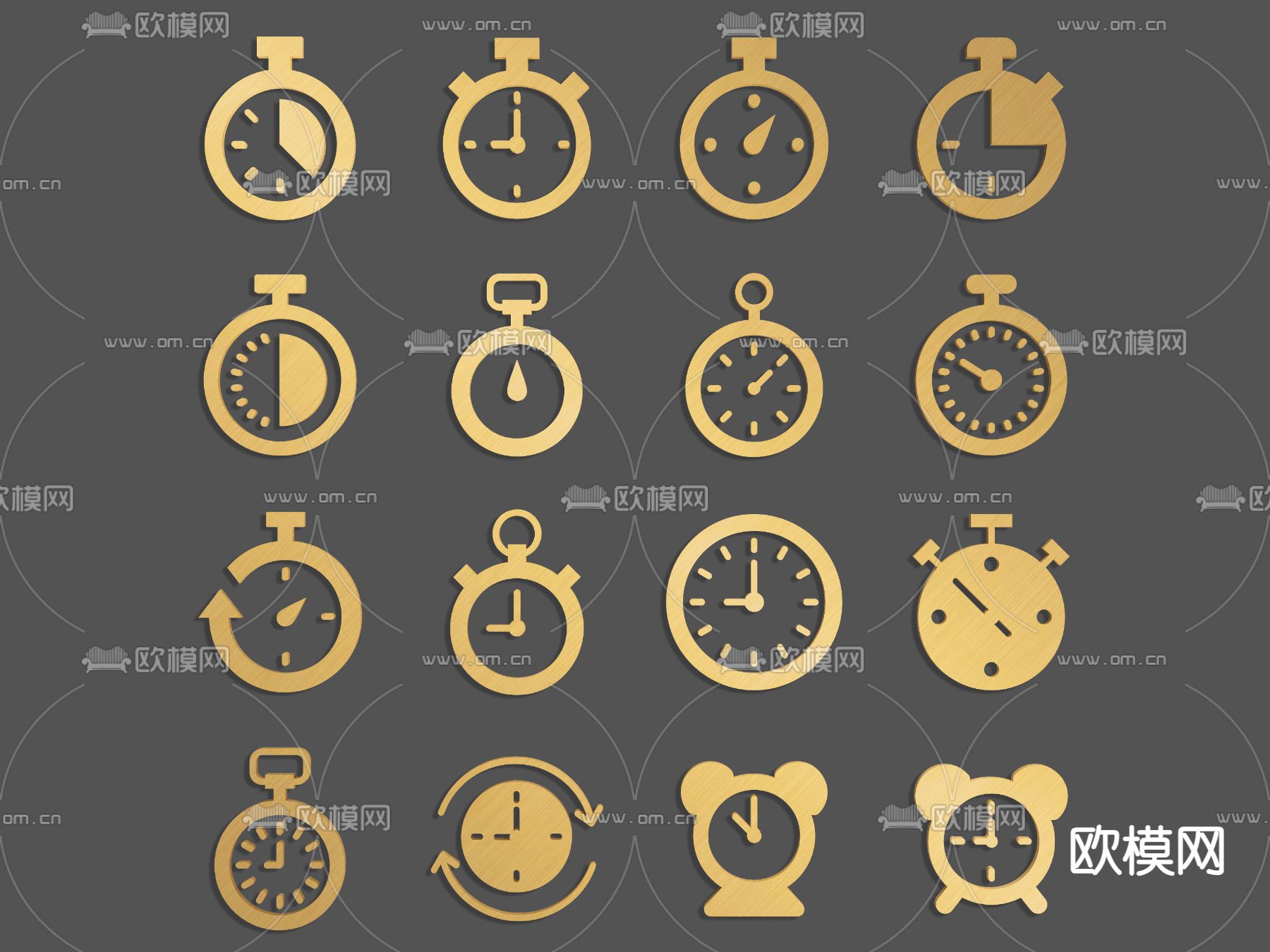 时钟 秒表 计时器 图标3d模型下载