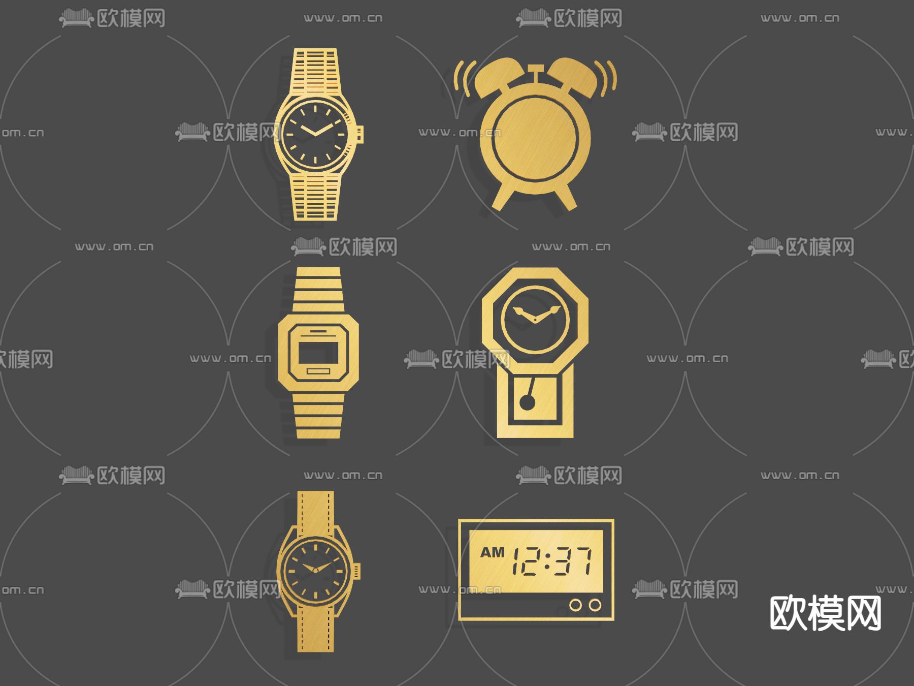 时钟 秒表 计时器 图标3d模型下载