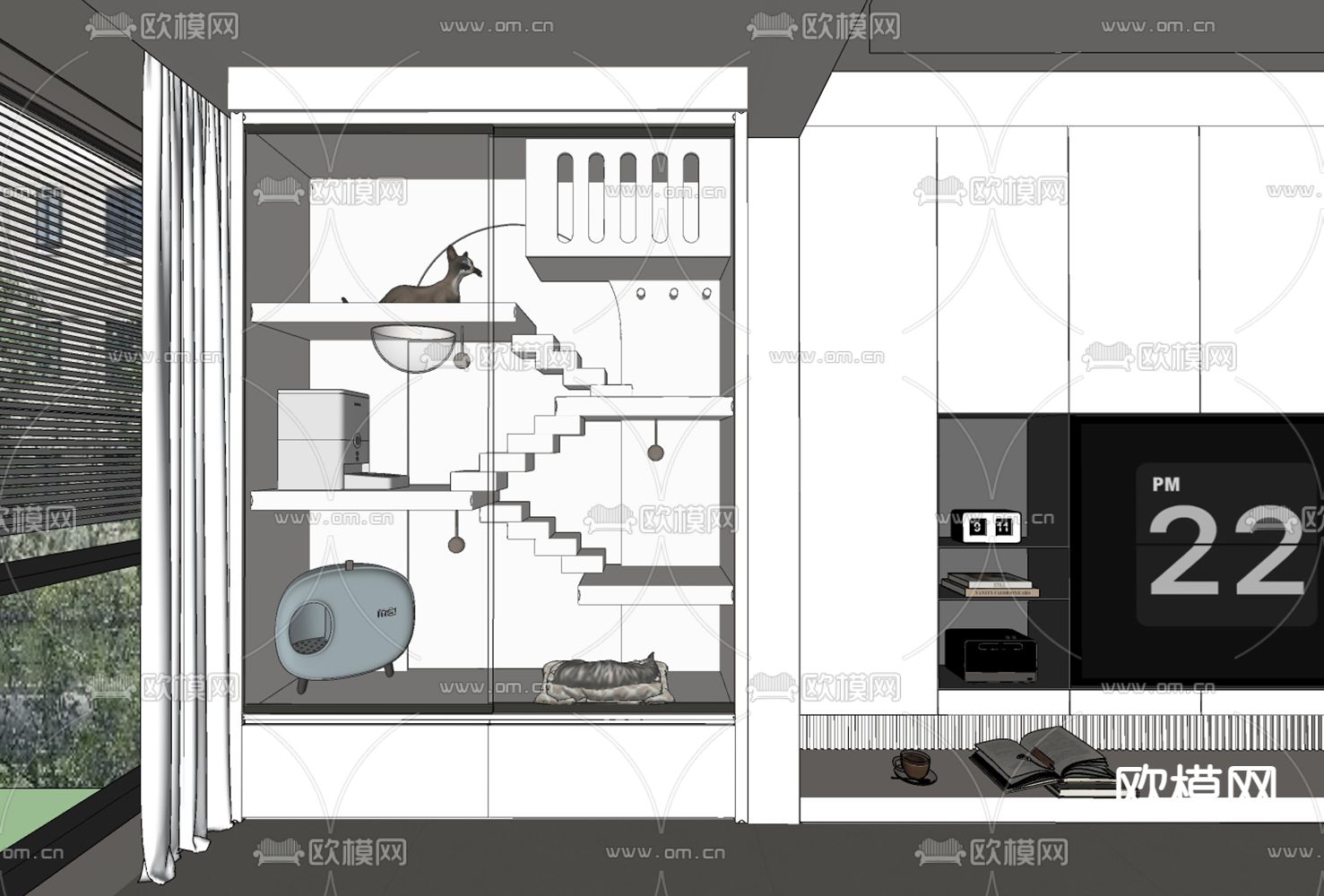 宠物柜 阳台柜su模型下载（渲染图1）