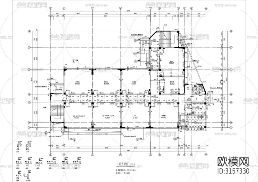 外國語學校新建綜合樓工程建筑cad施工圖下載(渲染圖1)