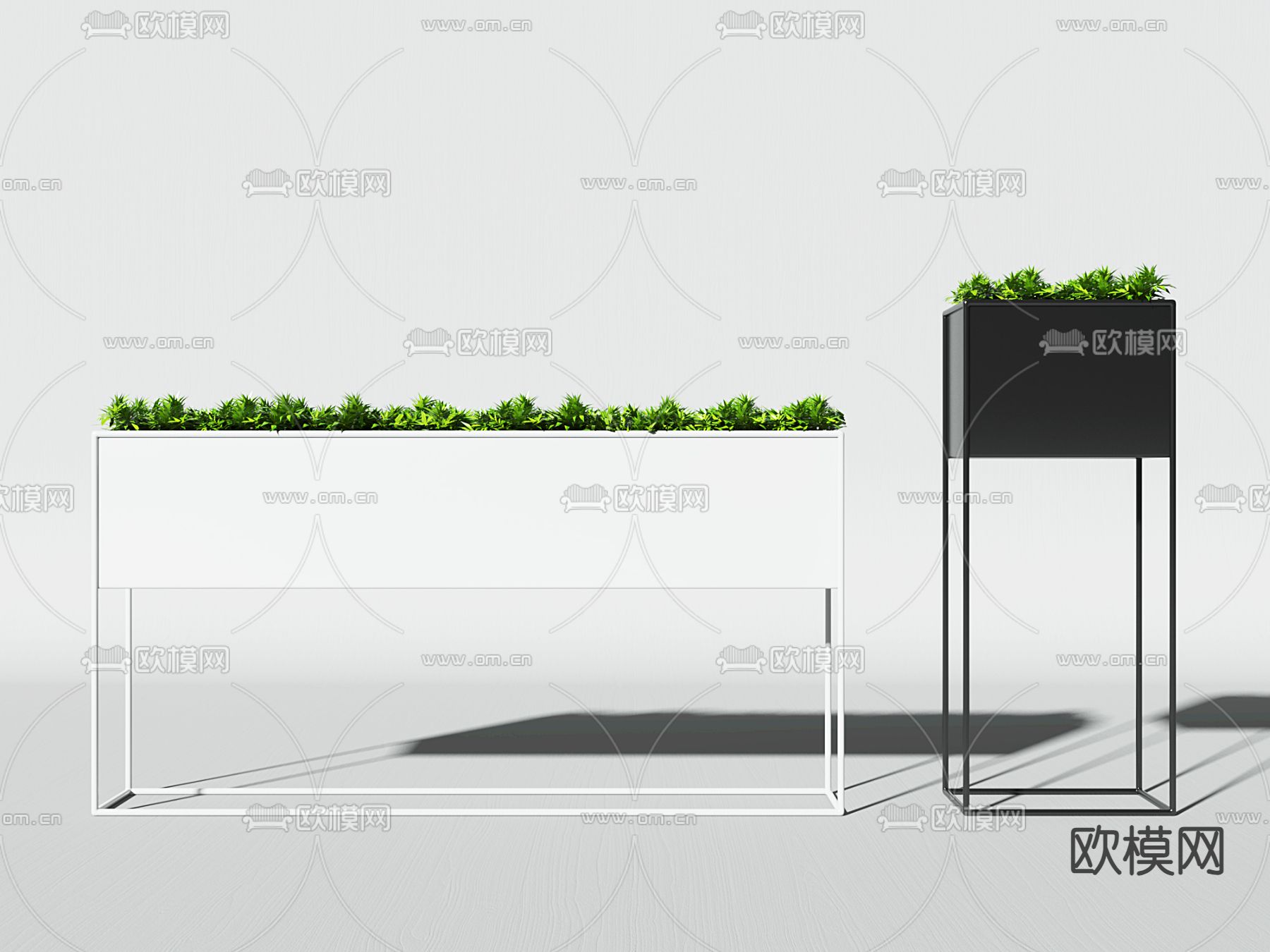 植物箱 花箱 绿植隔断3d模型下载（渲染图2）