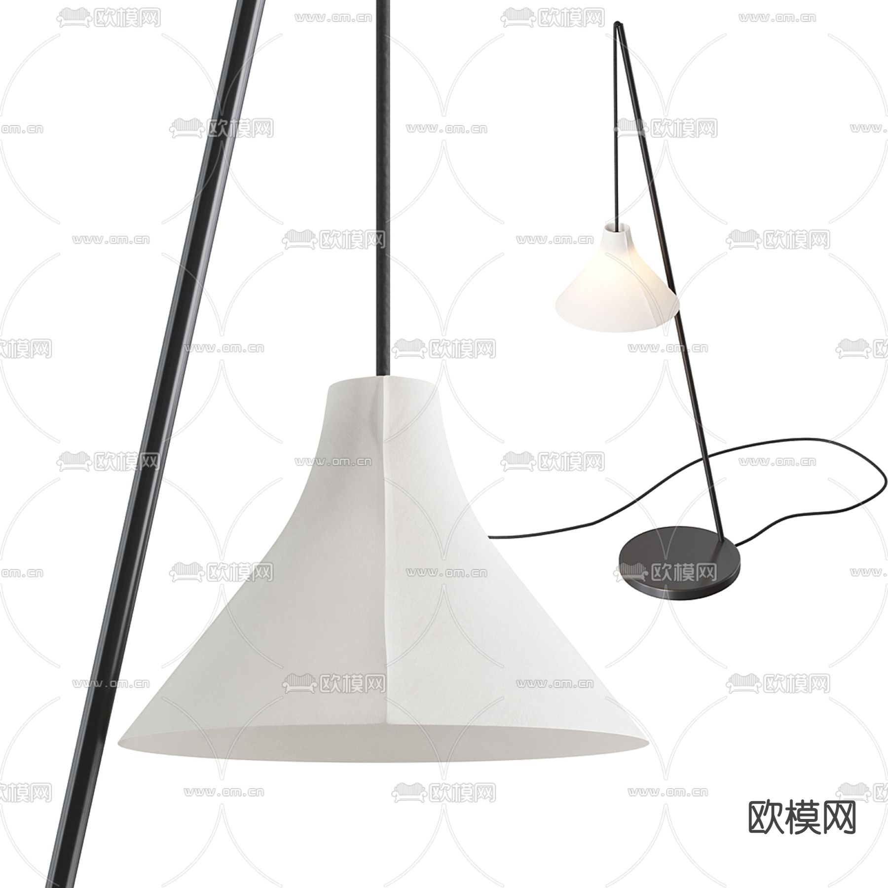 简约落地灯3d模型下载（渲染图2）