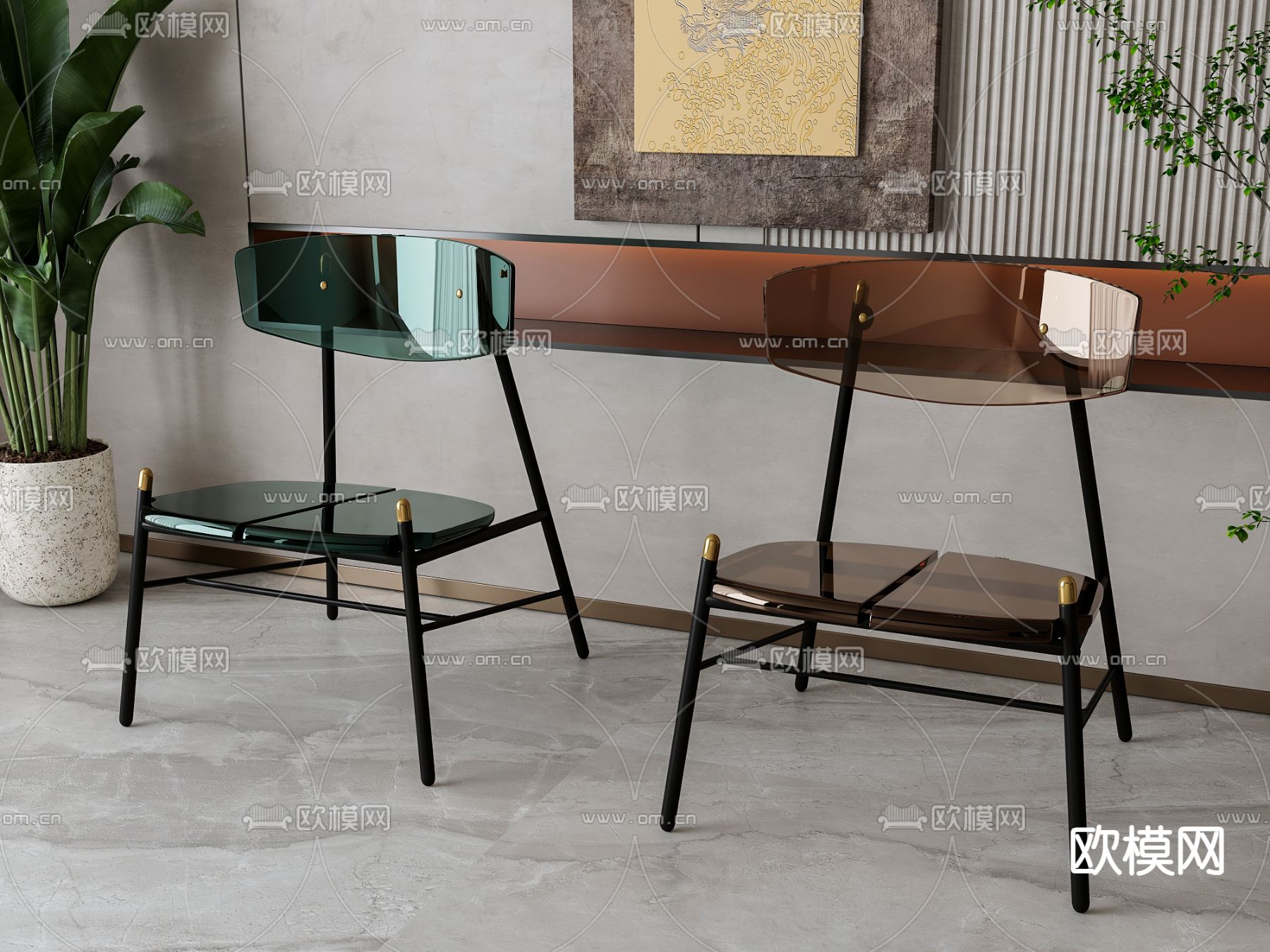 亚克力椅子 餐椅3d模型下载