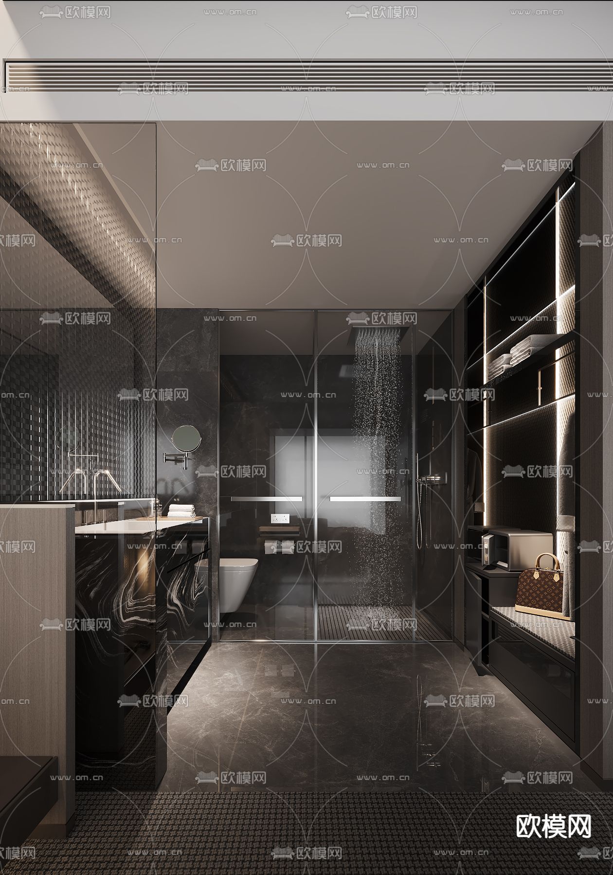 酒店淋浴间 洗手间 卫生间3d模型下载