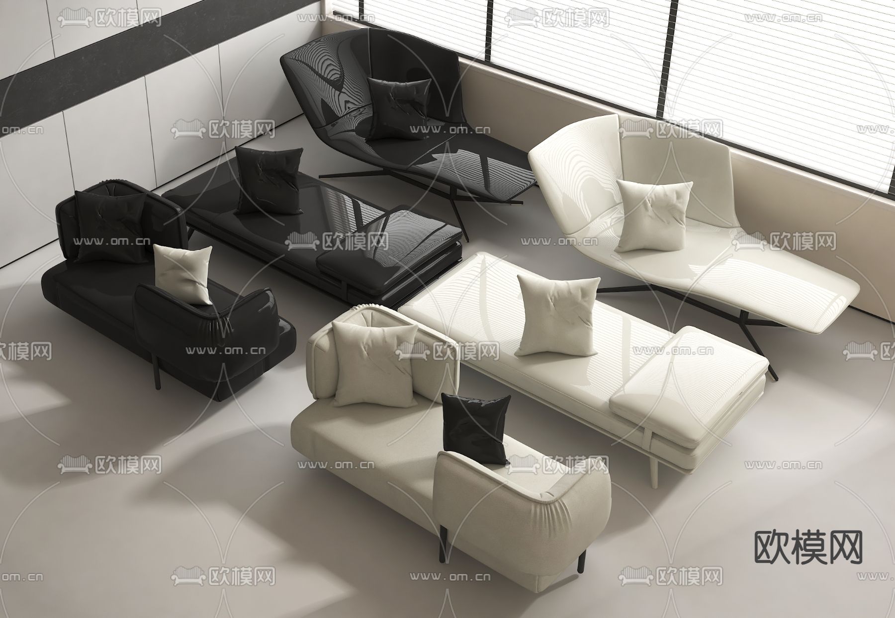 现代躺椅 扶手椅 贵妃榻3d模型下载