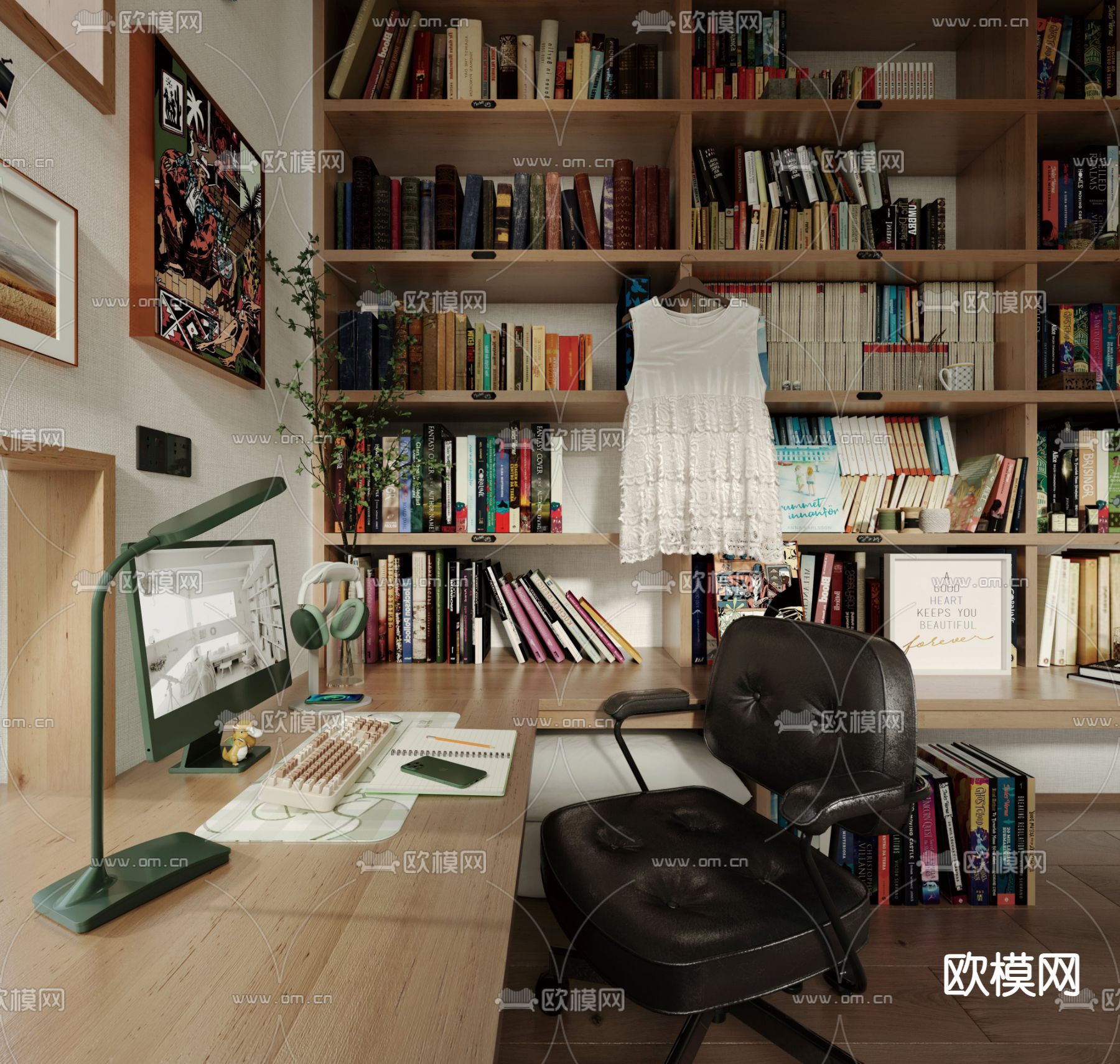 侘寂办公室 工作室3d模型下载（渲染图7）