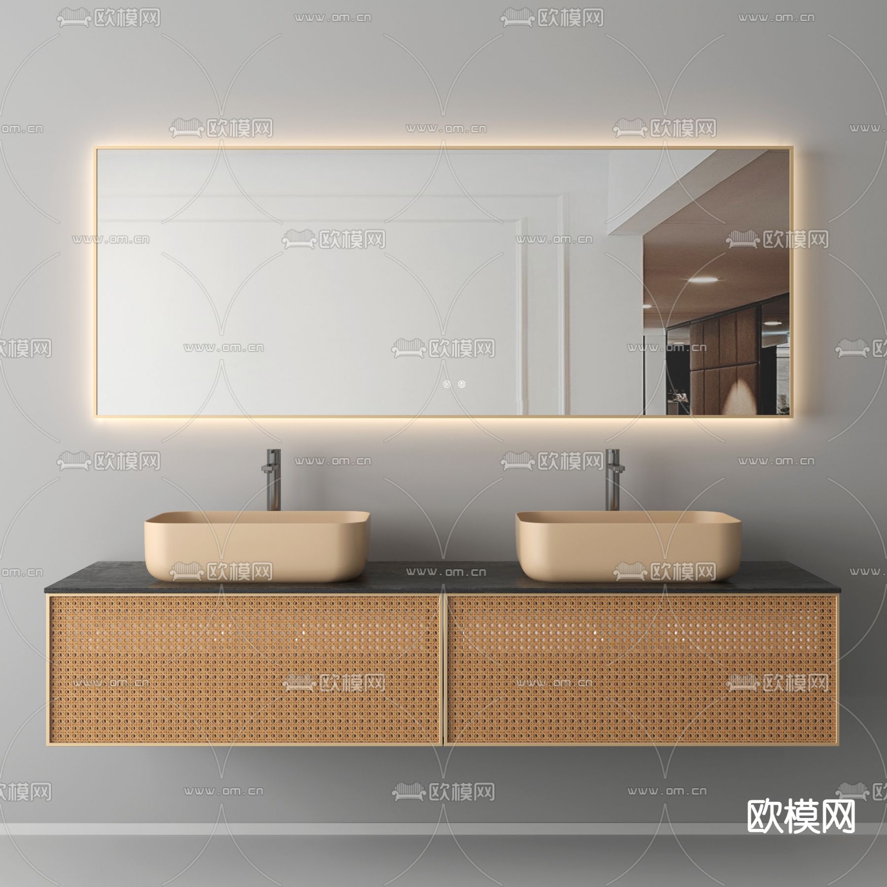 卫浴柜 浴室柜 双盆洗手台3d模型下载