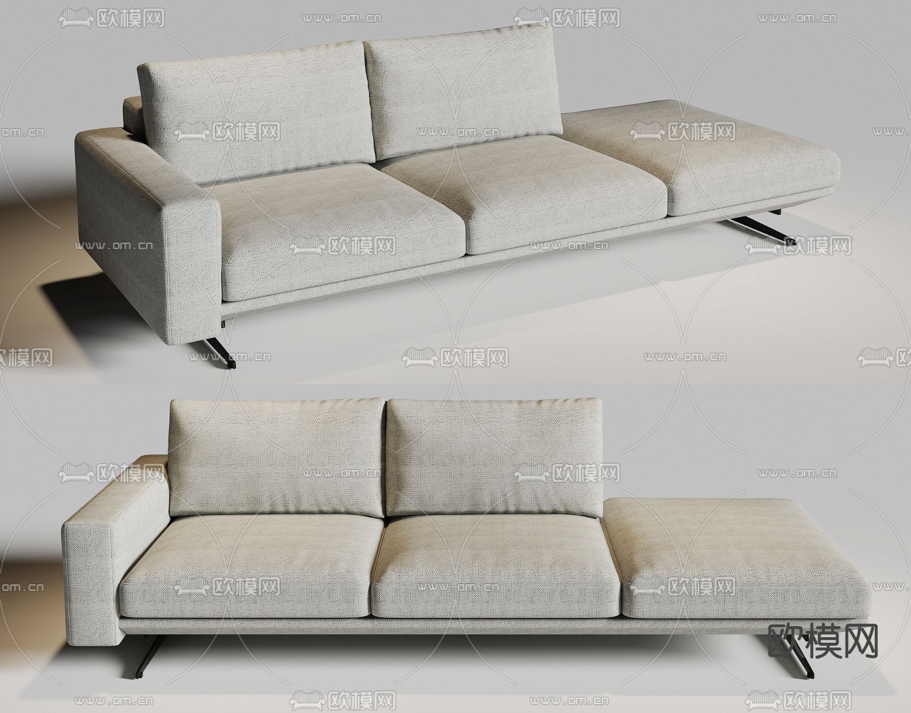 现代多人沙发su模型下载（渲染图3）