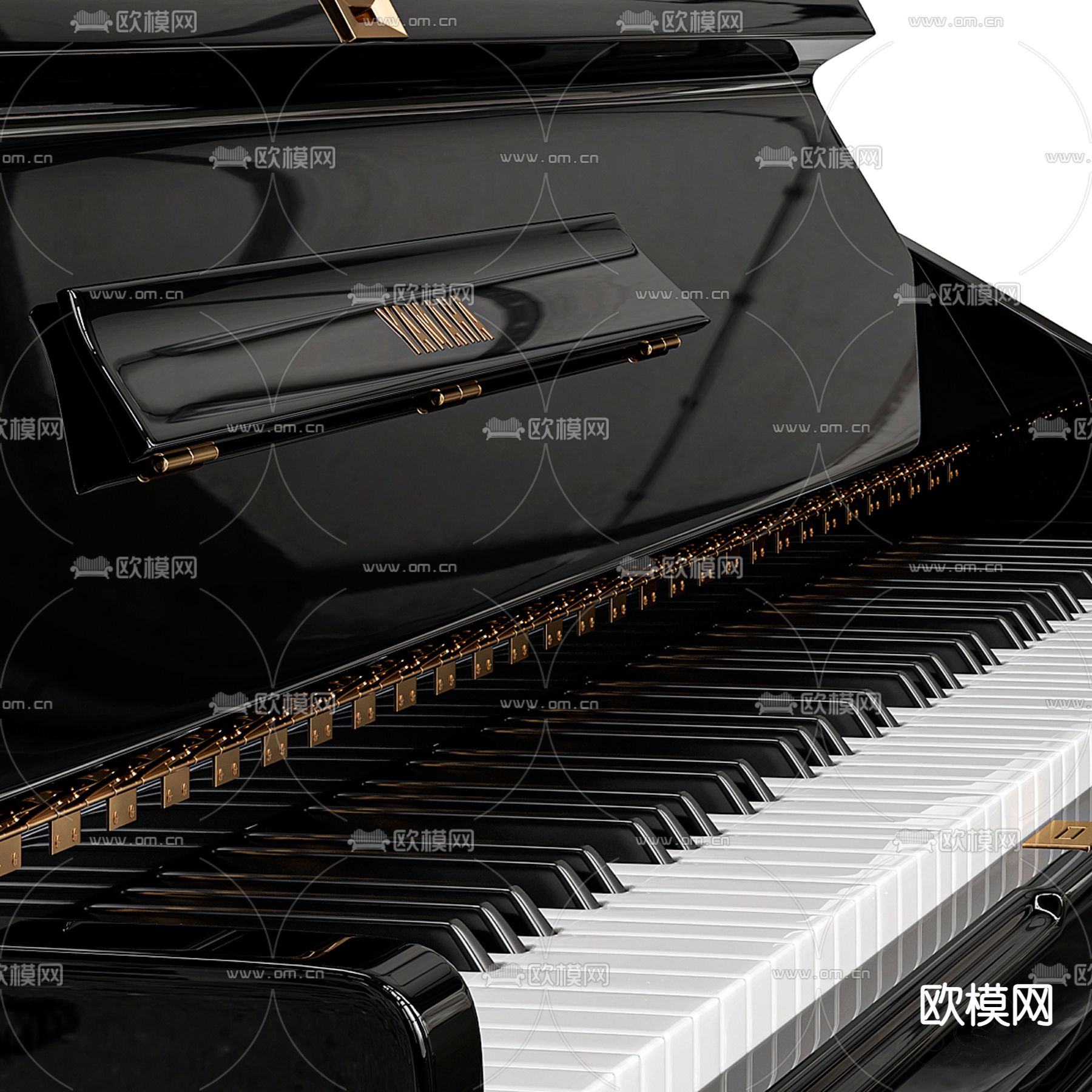 音乐器材 立式钢琴3d模型下载（渲染图2）