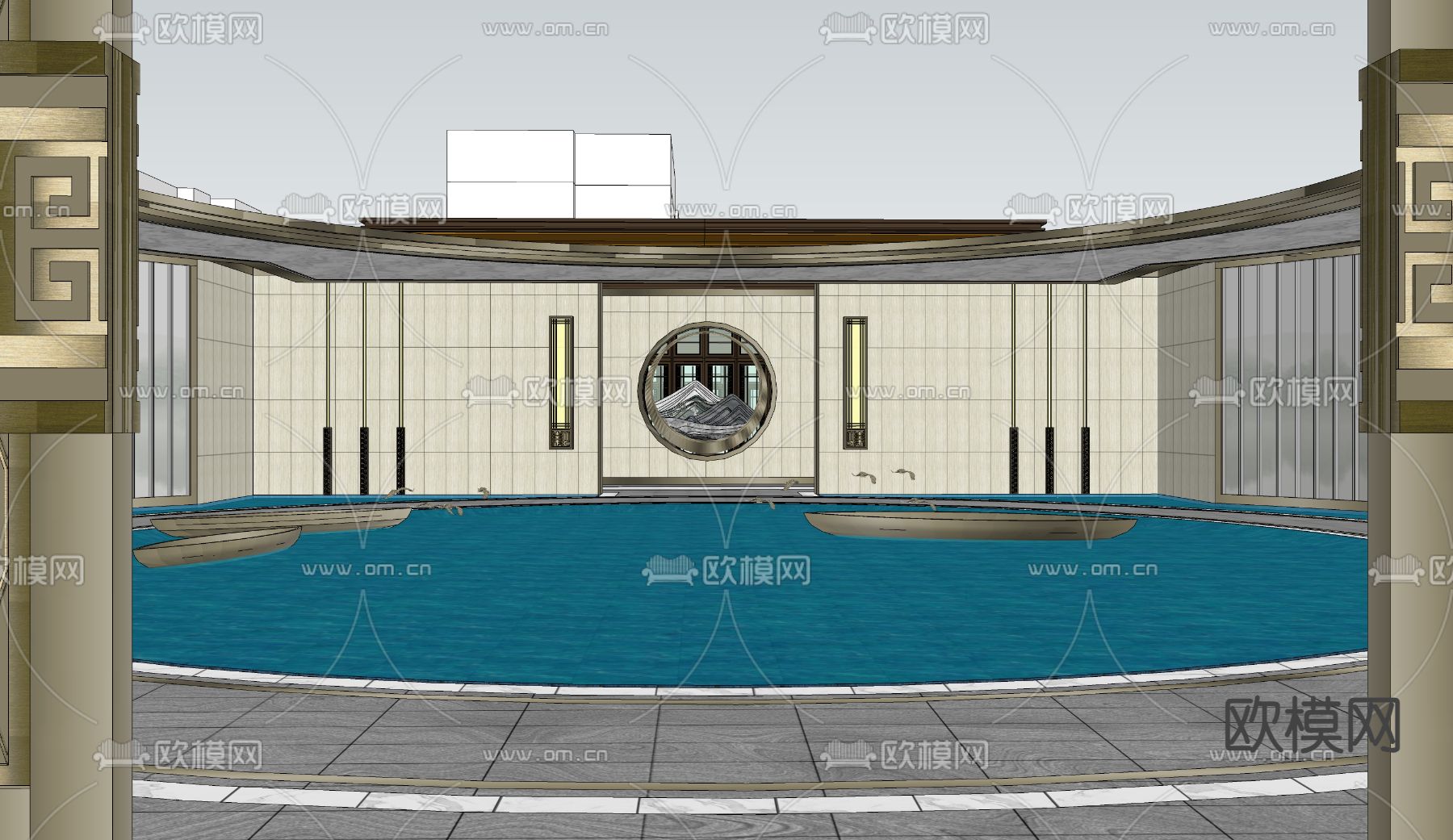 示范区景观 售楼部景观su模型下载