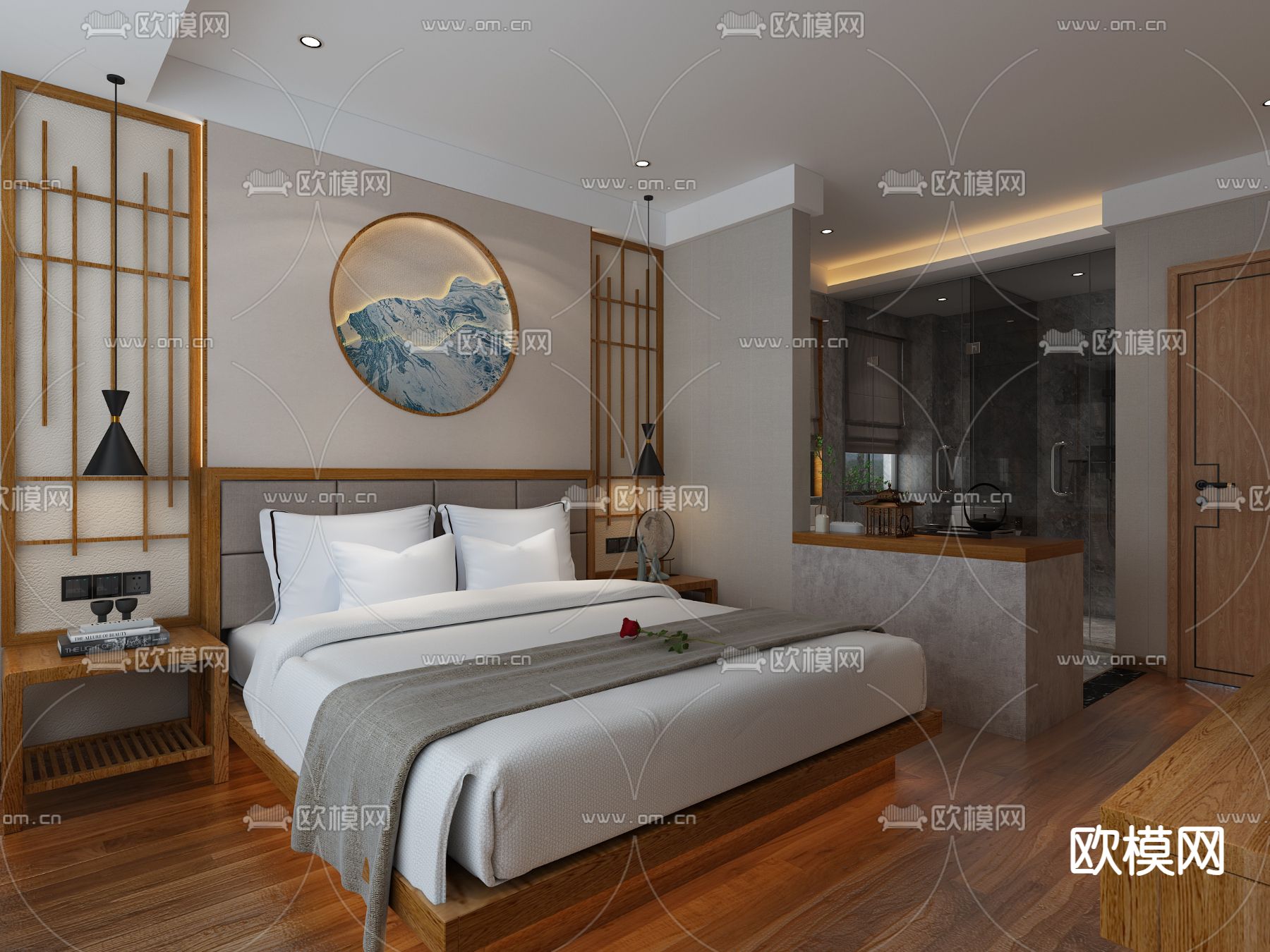 酒店客房 双床房3d模型下载（渲染图3）