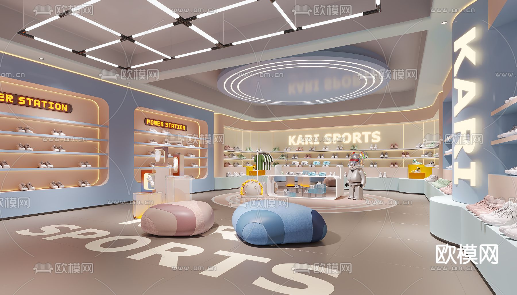 奶油风童鞋店 鞋店3d模型下载（渲染图1）