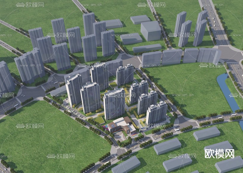住宅鸟瞰规划3d模型下载