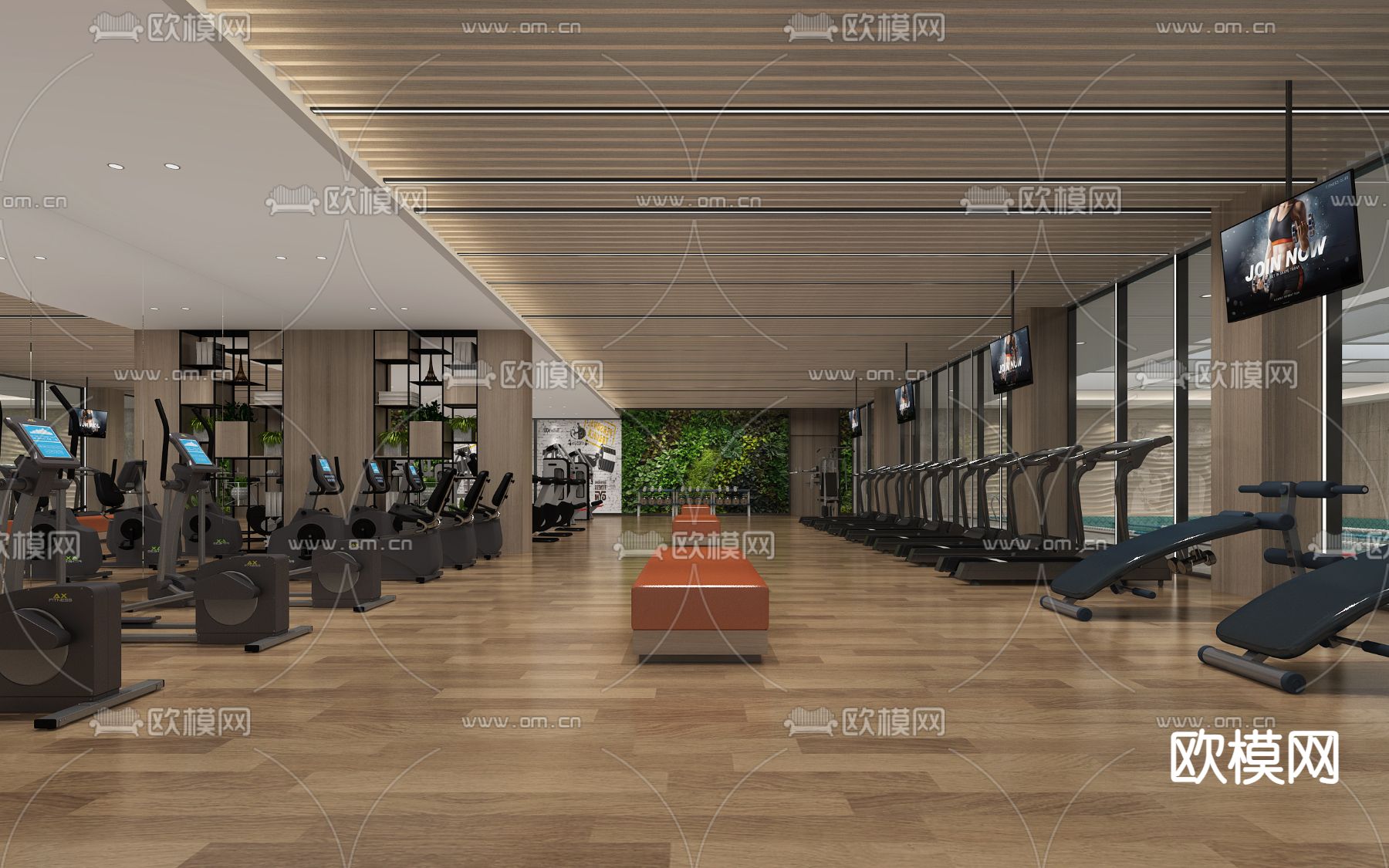 现代健身房3d模型下载（渲染图1）