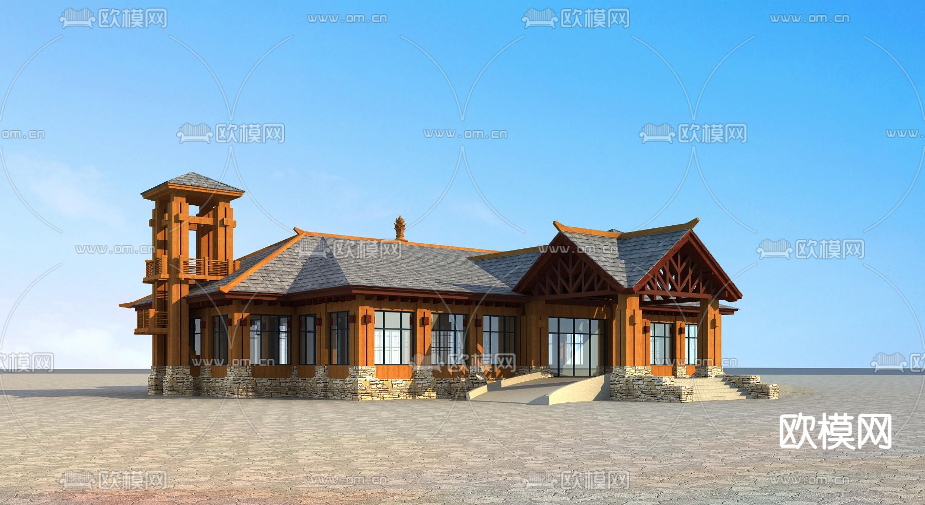 小平房 小木屋 度假村3d模型下载（渲染图1）