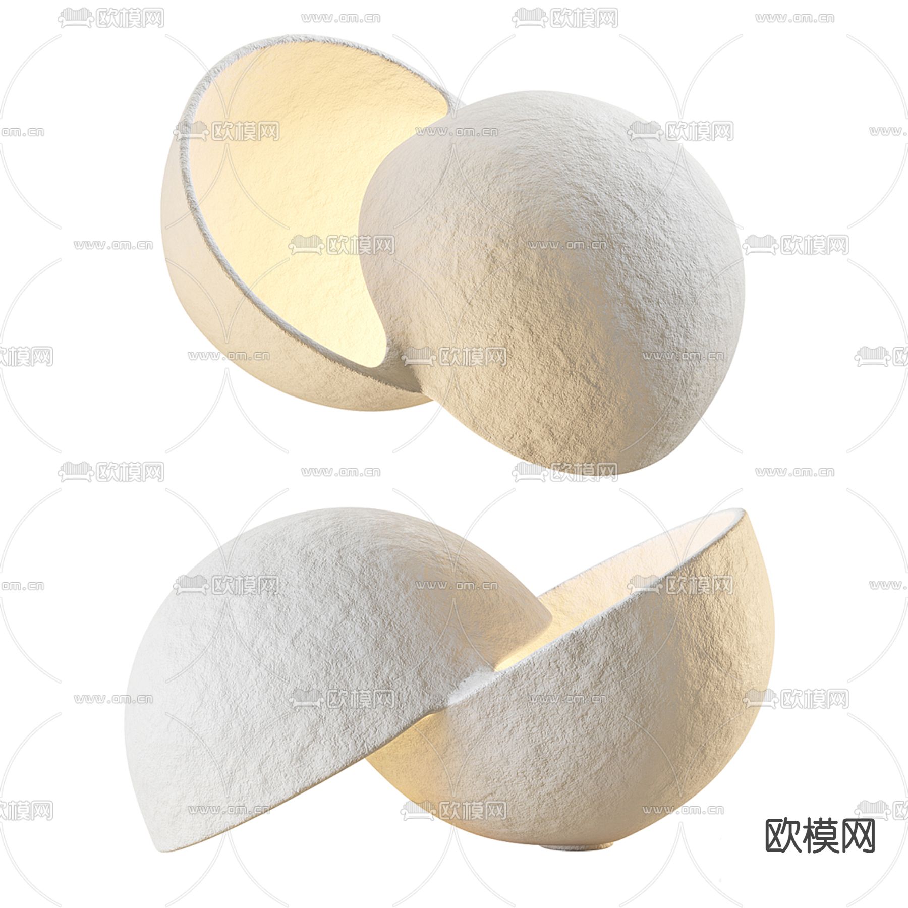 现代石膏灯 创意台灯3d模型下载（渲染图1）