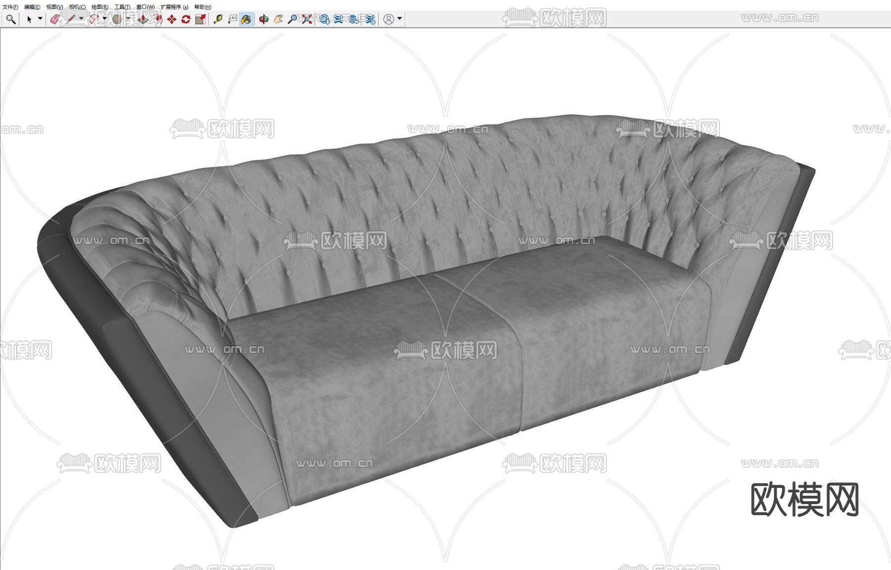 简欧多人沙发su模型下载（渲染图1）