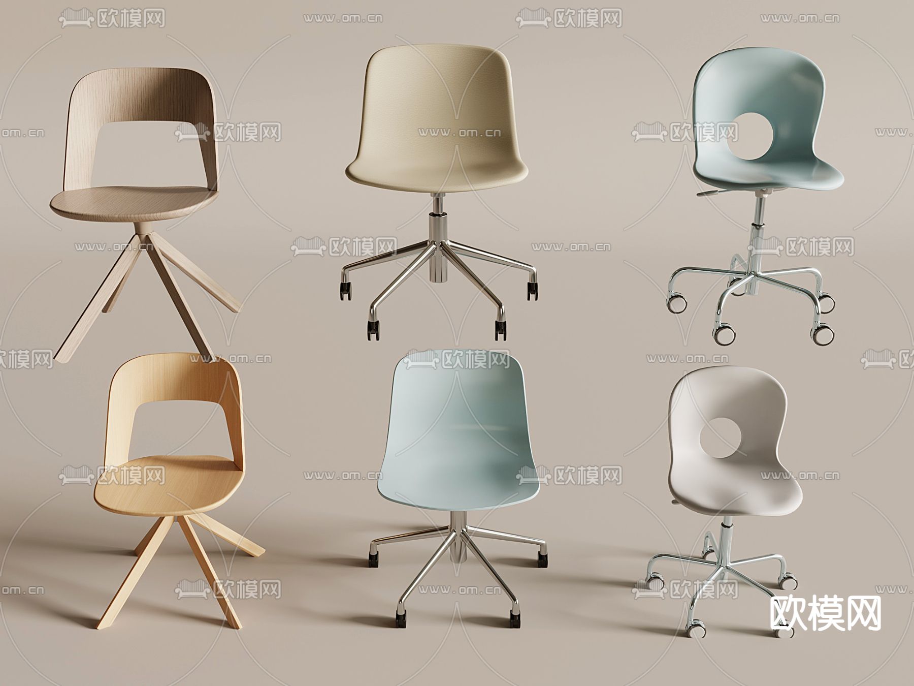 现代办公椅 休闲椅su模型下载（渲染图2）