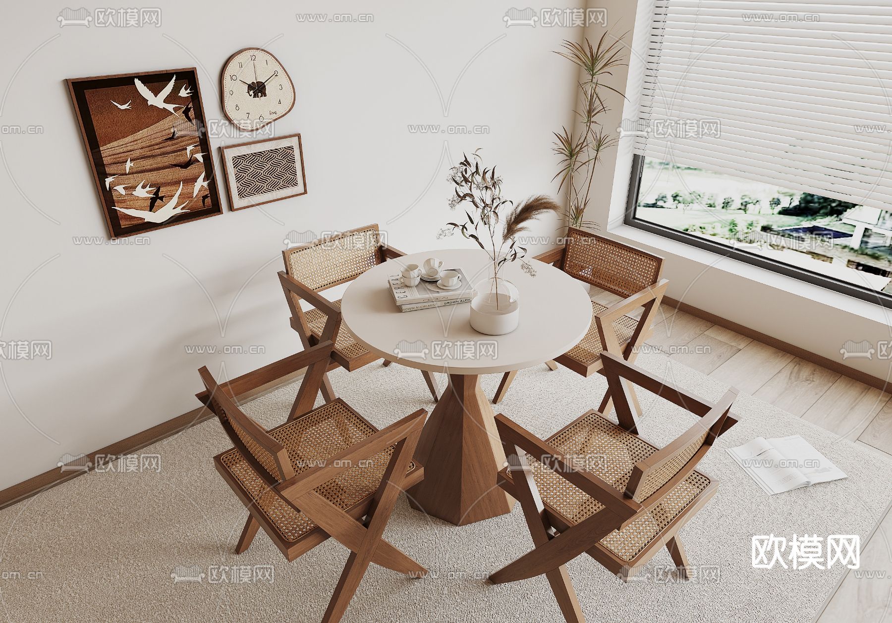 侘寂休闲桌椅 圆桌3d模型下载