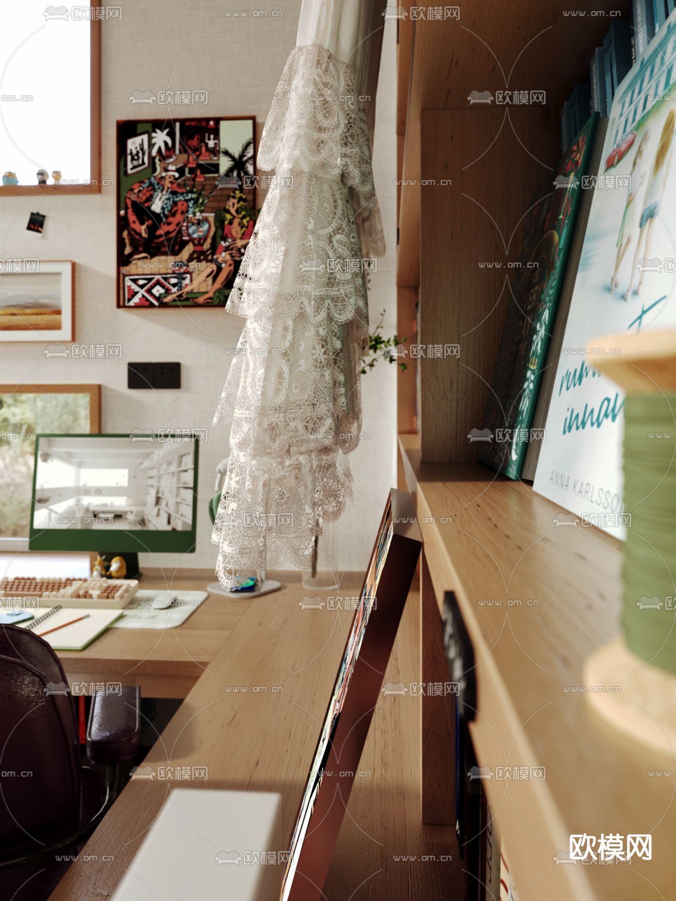 侘寂办公室 工作室3d模型下载（渲染图6）