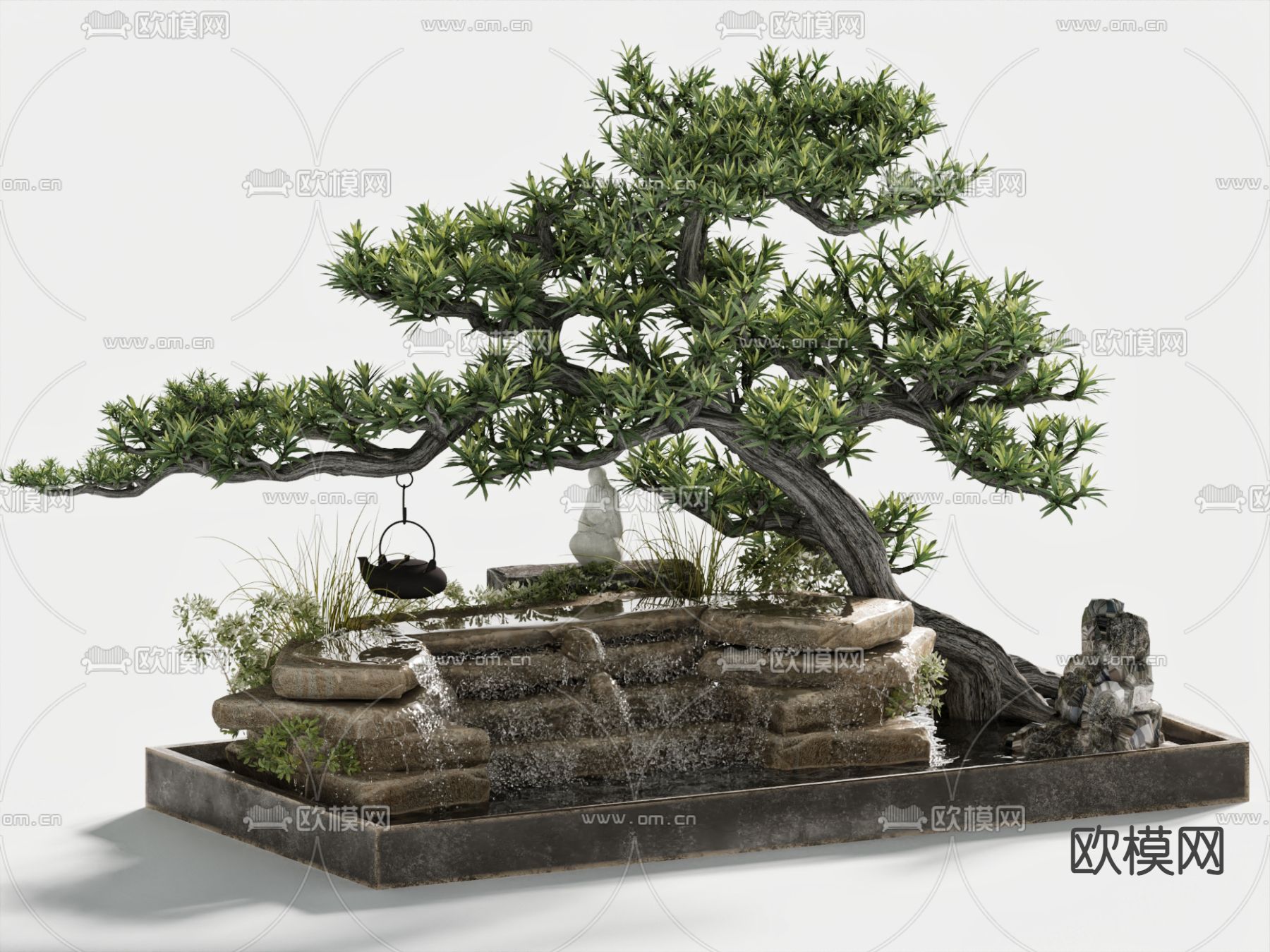 现代假山水景3d模型下载