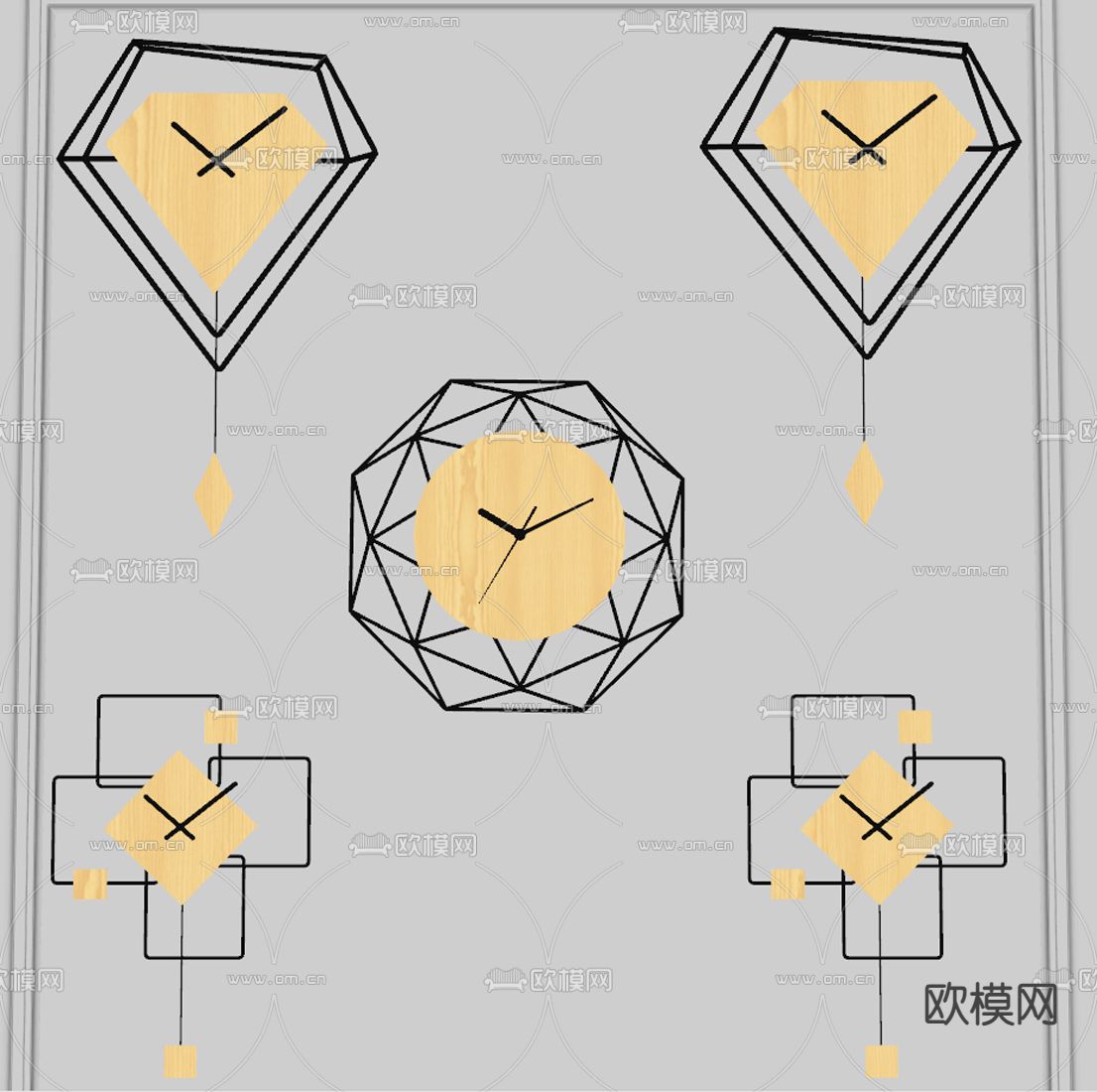 现代墙饰挂件 钟表 挂钟su模型下载（渲染图1）