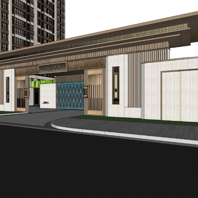  示范区景观 售楼部景观su模型 