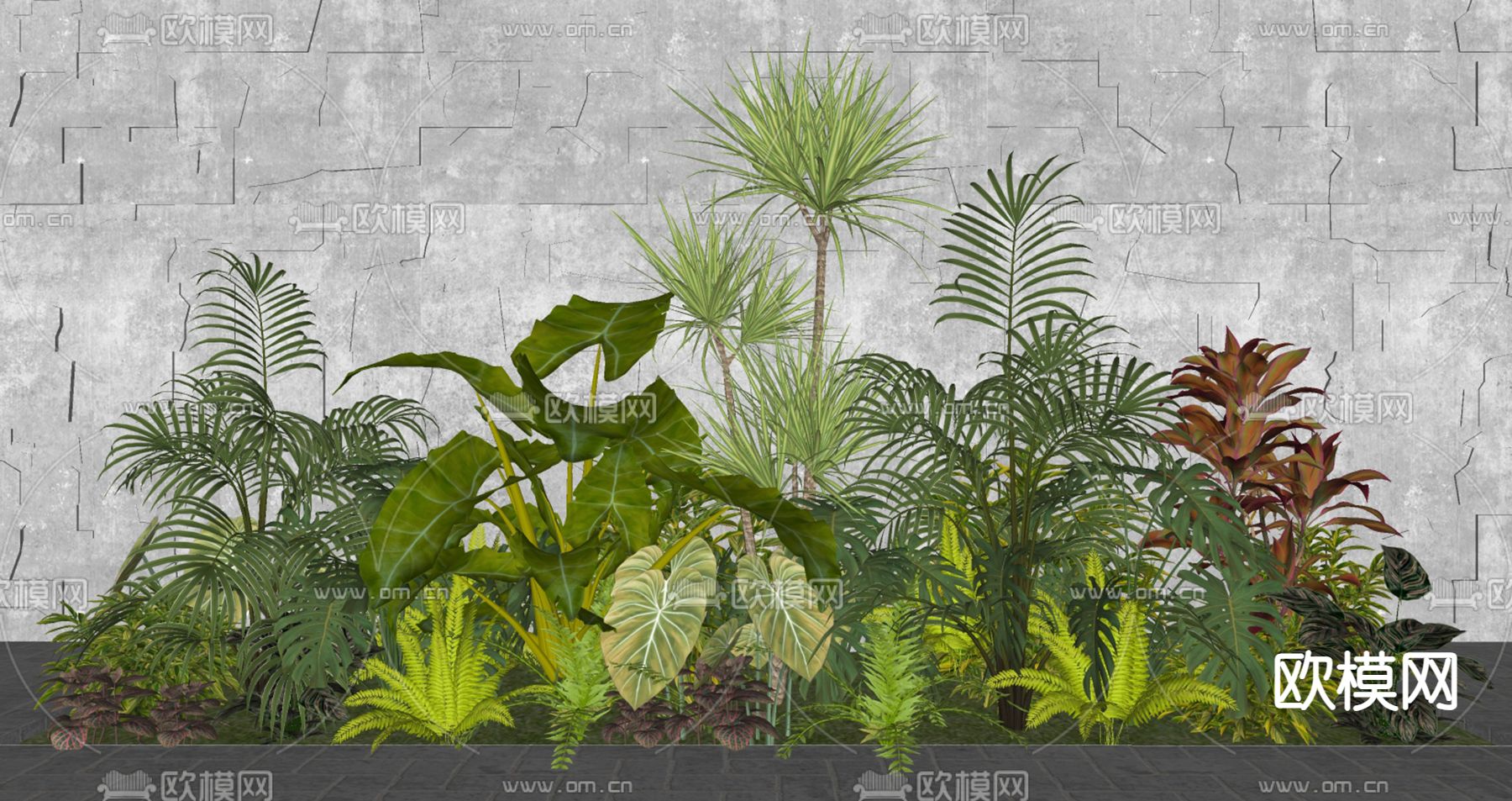 灌木花草 植物堆su模型下载（渲染图1）