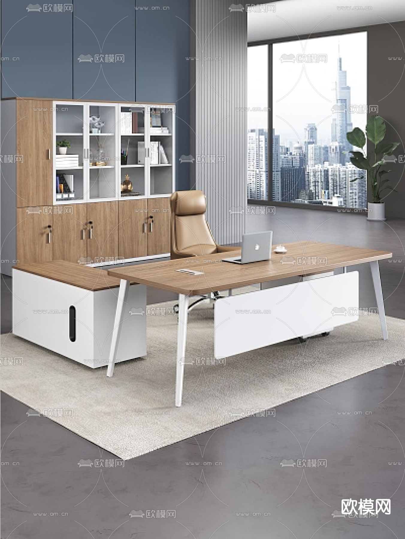 办公桌椅 班台桌 老板桌3d模型下载