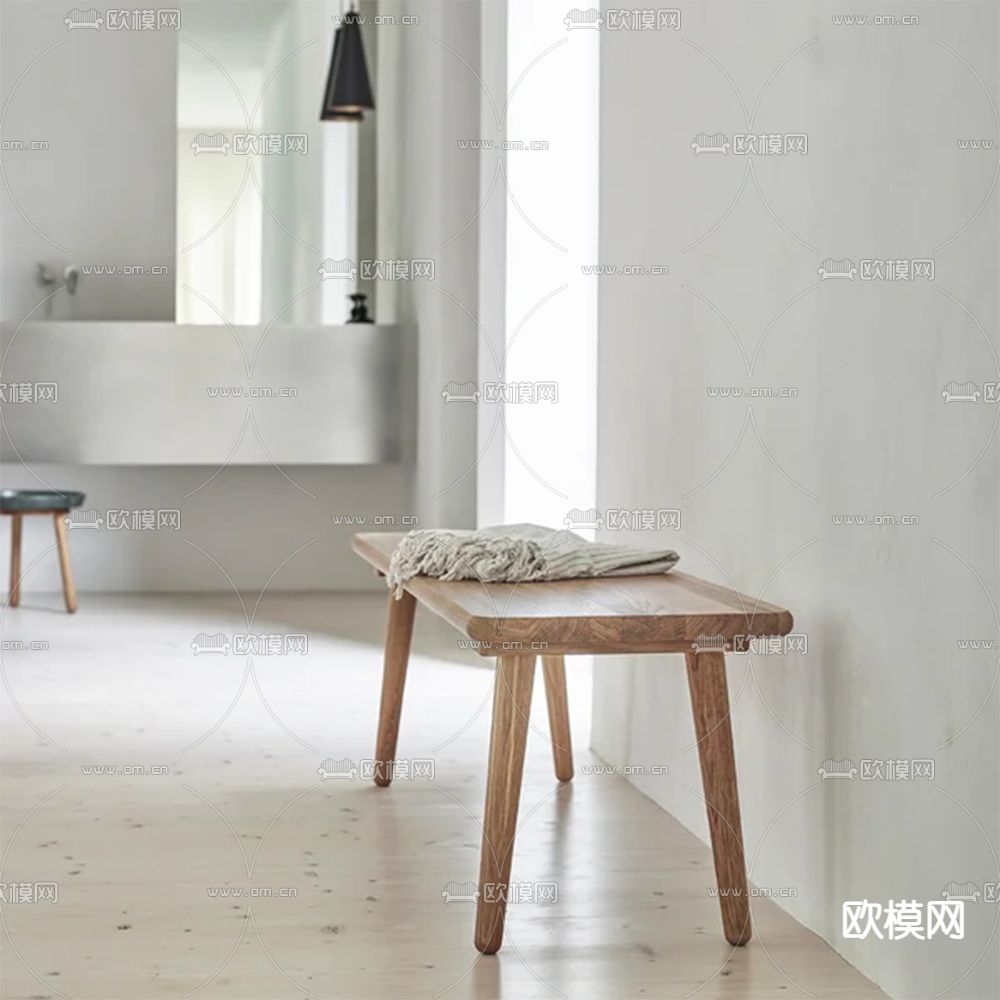 Stolab 凳子 条凳 长凳3d模型下载（渲染图2）