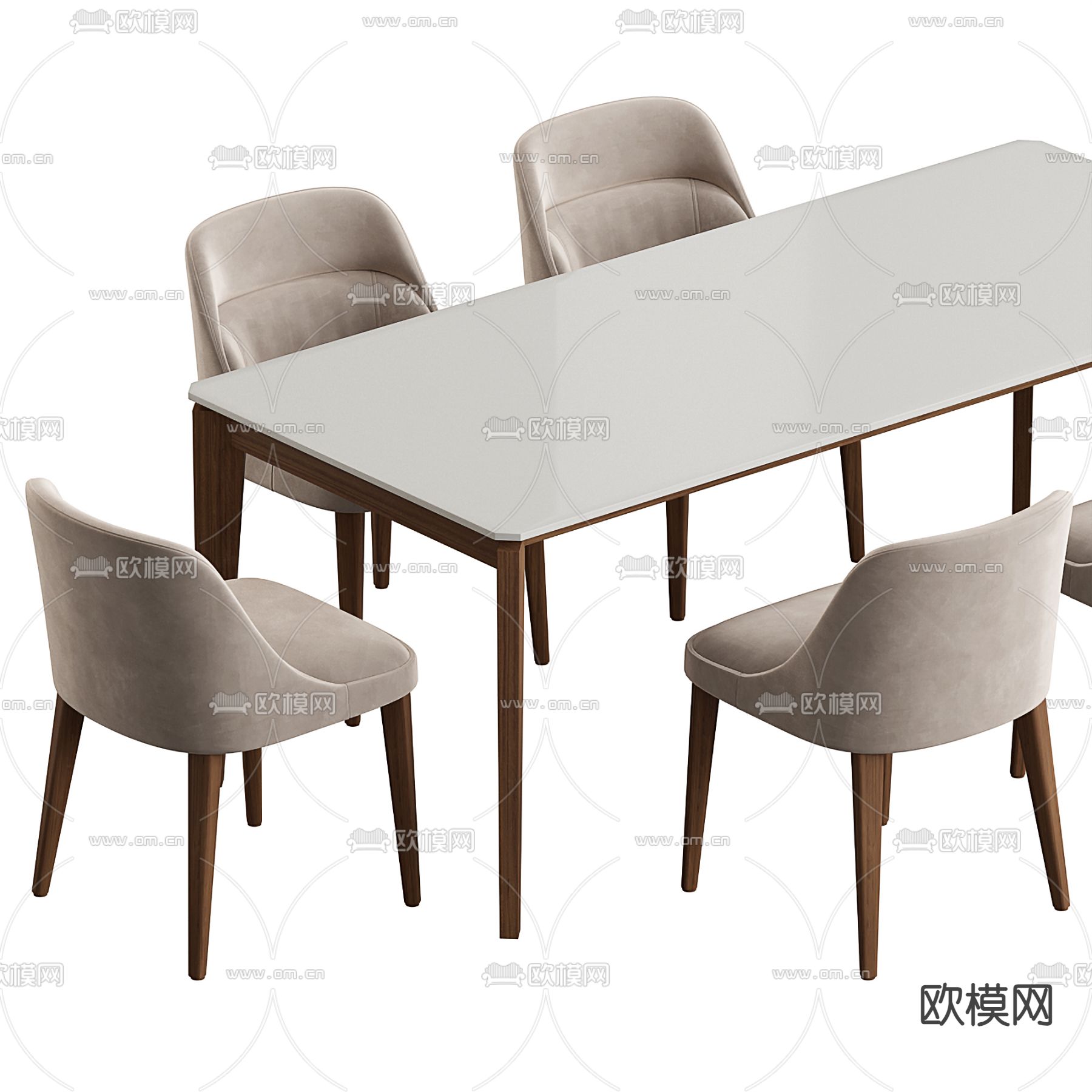 Poliform 长条餐桌椅3d模型下载（渲染图2）