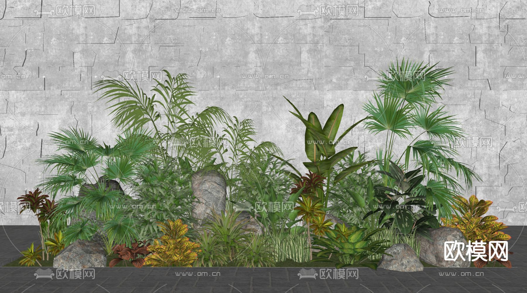 灌木花草 植物堆su模型下载（渲染图1）