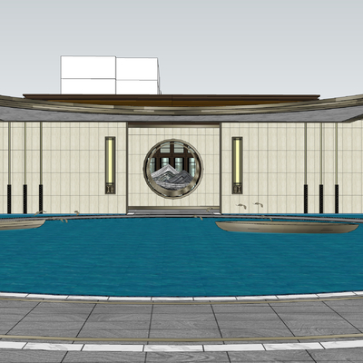  示范区景观 售楼部景观su模型 