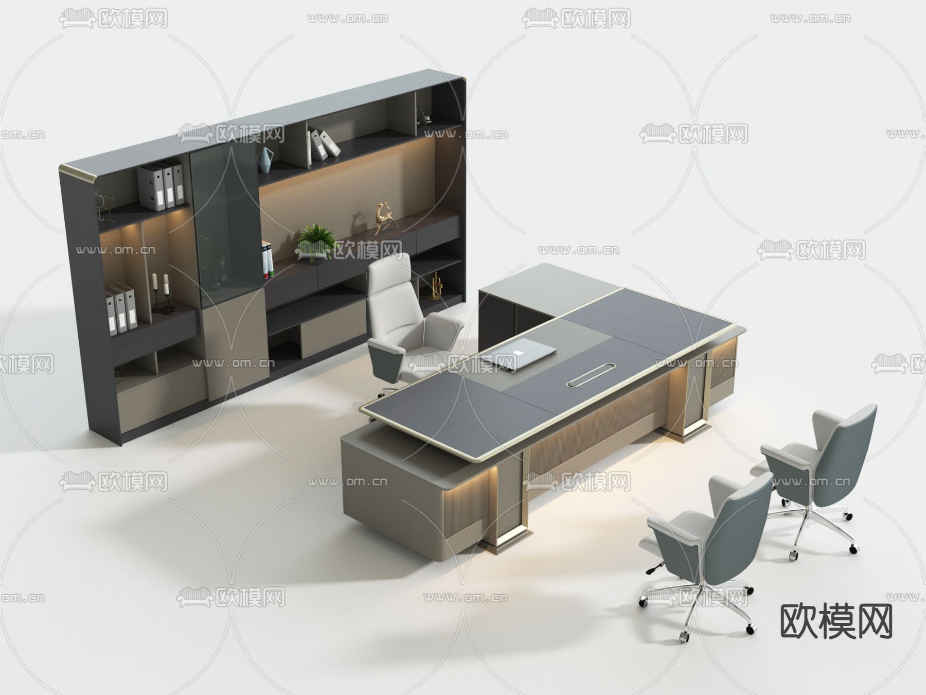 办公桌 老板桌 班台桌 大班台3d模型下载（渲染图1）