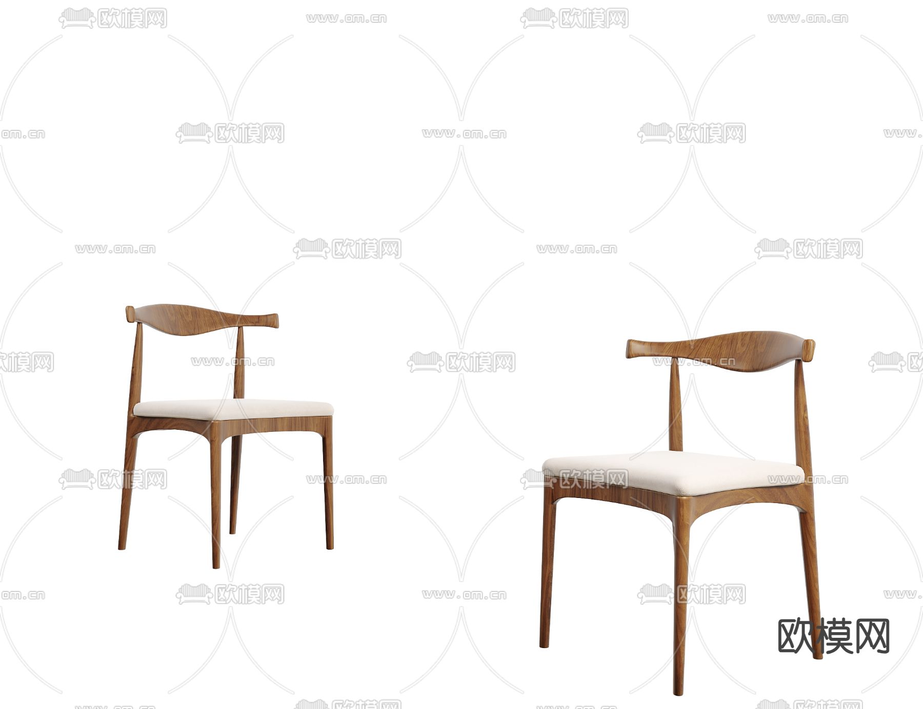 中古餐椅 单椅su模型下载（渲染图2）