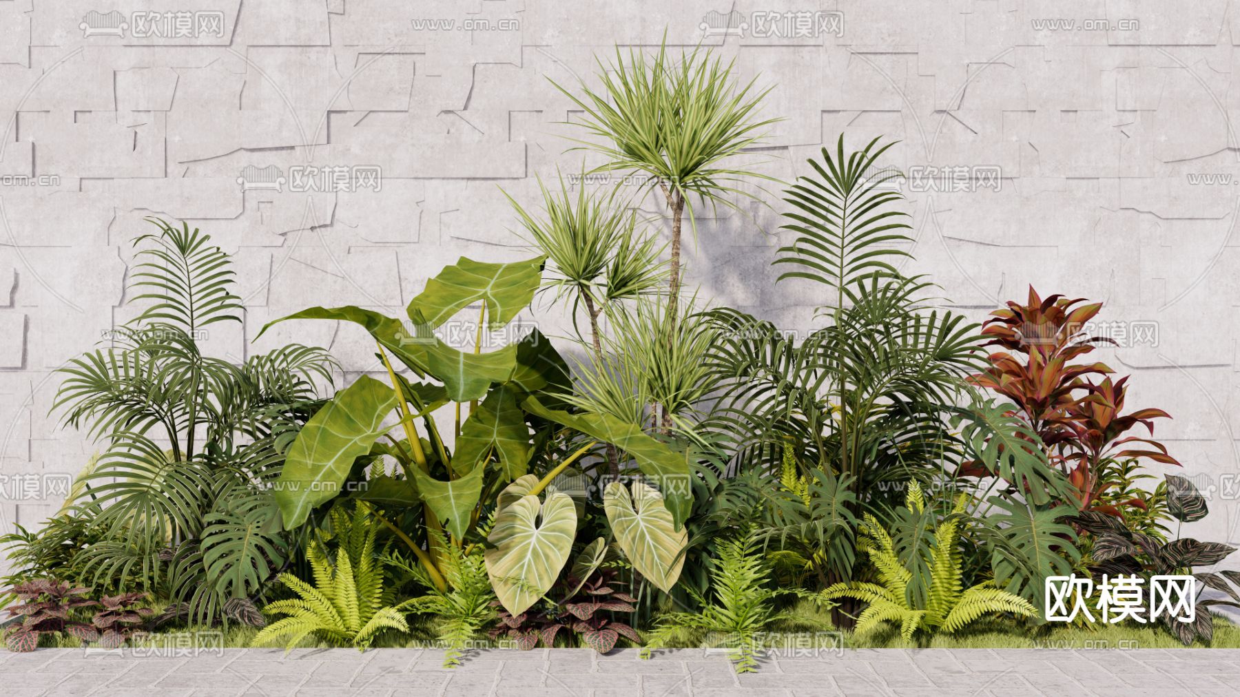 灌木花草 植物堆su模型下载（渲染图2）