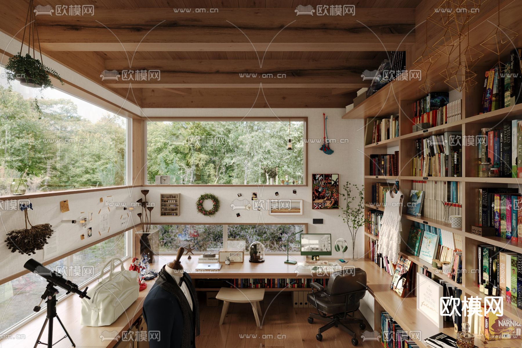 侘寂办公室 工作室3d模型下载（渲染图1）