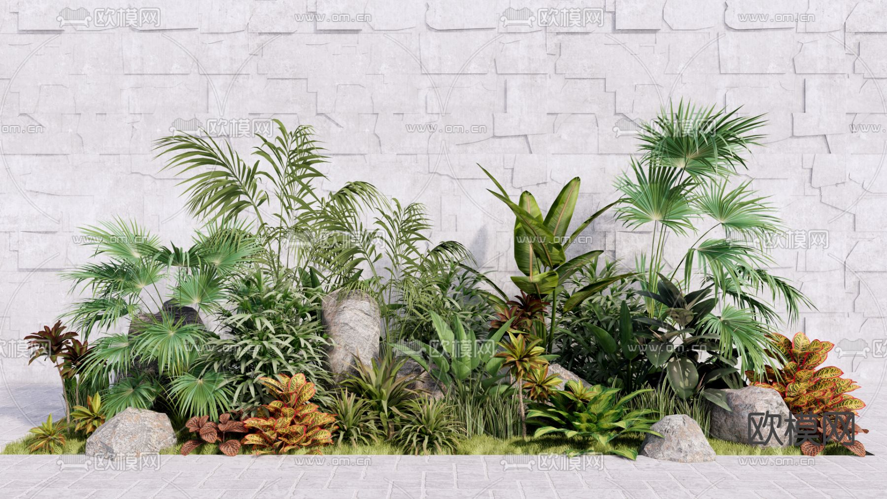 灌木花草 植物堆su模型下载（渲染图2）