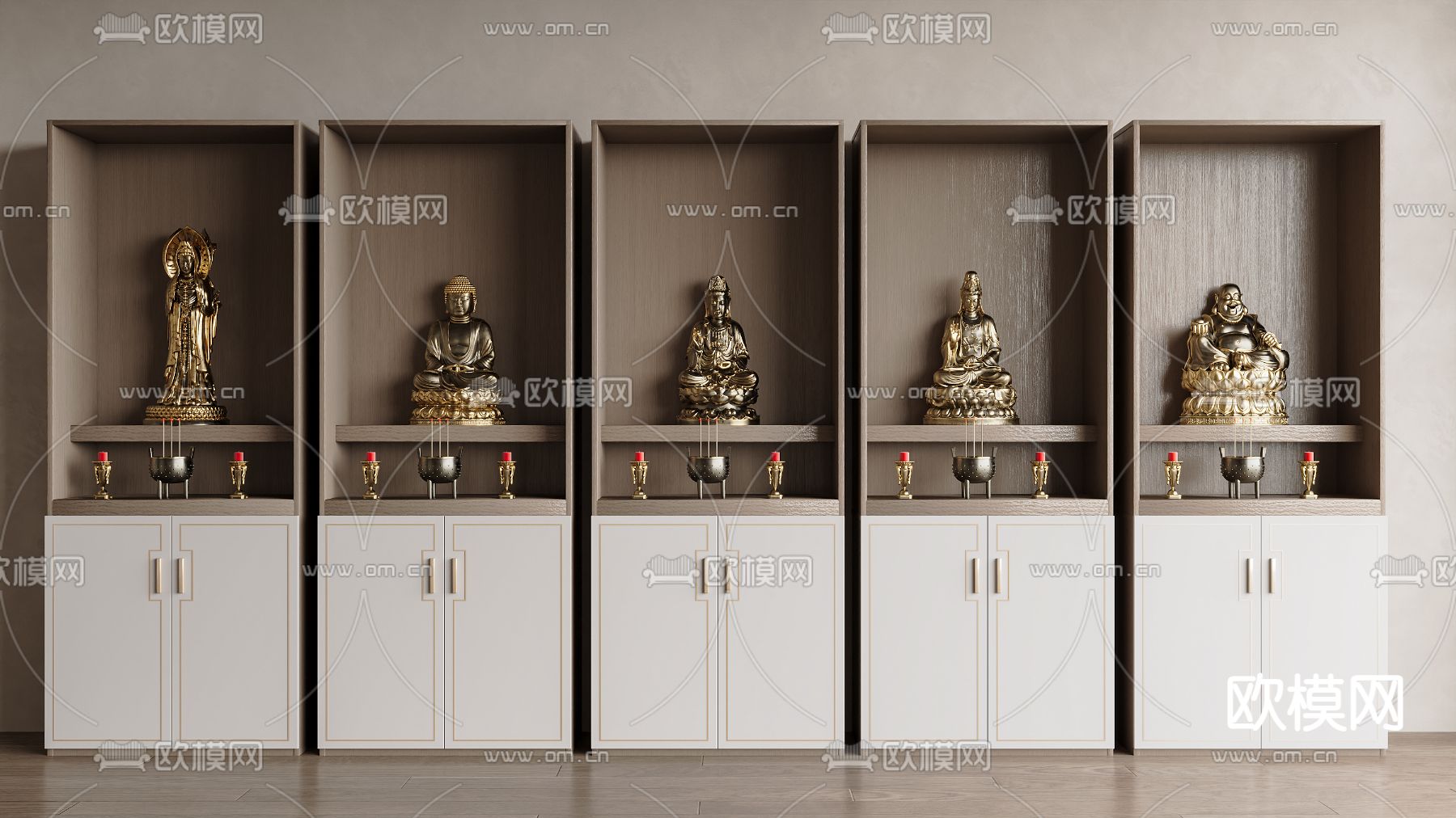 新中式佛龛 佛像柜3d模型下载
