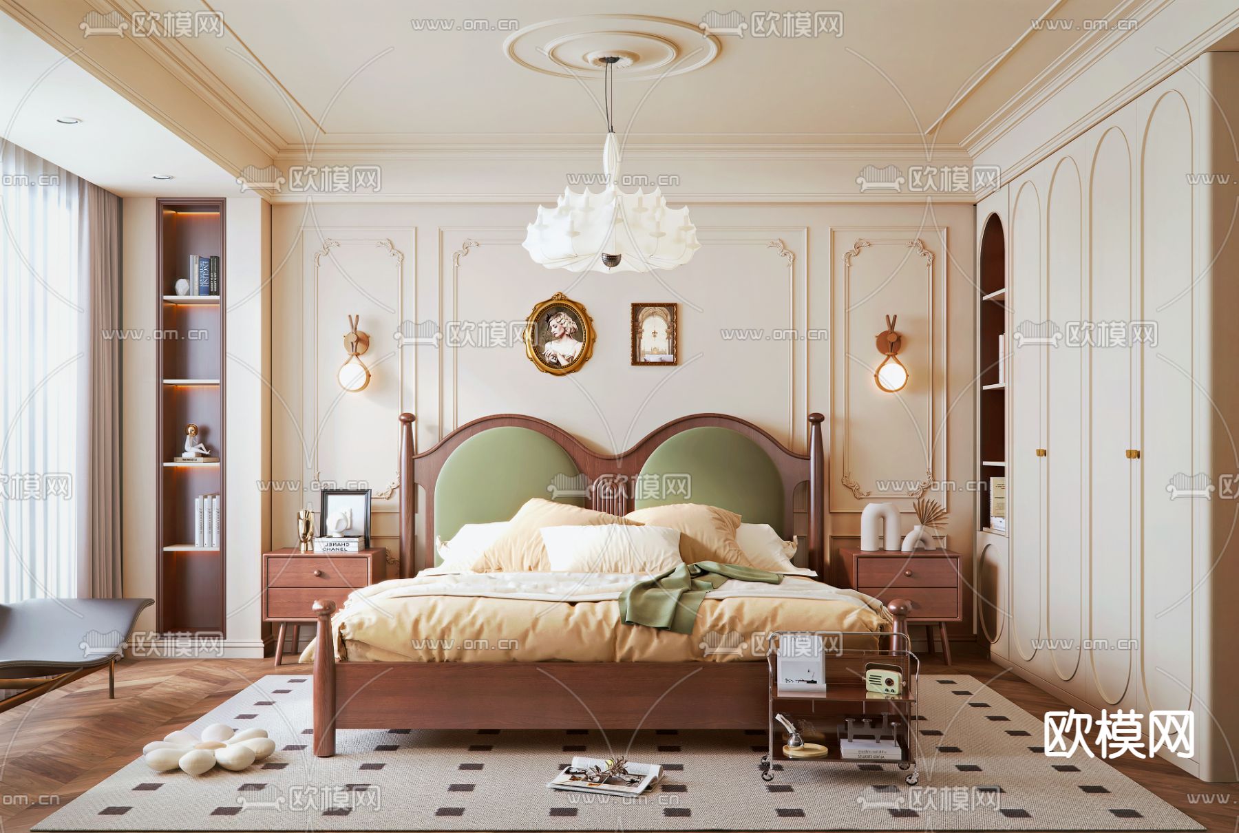 中古风卧室 主卧 主人房3d模型下载