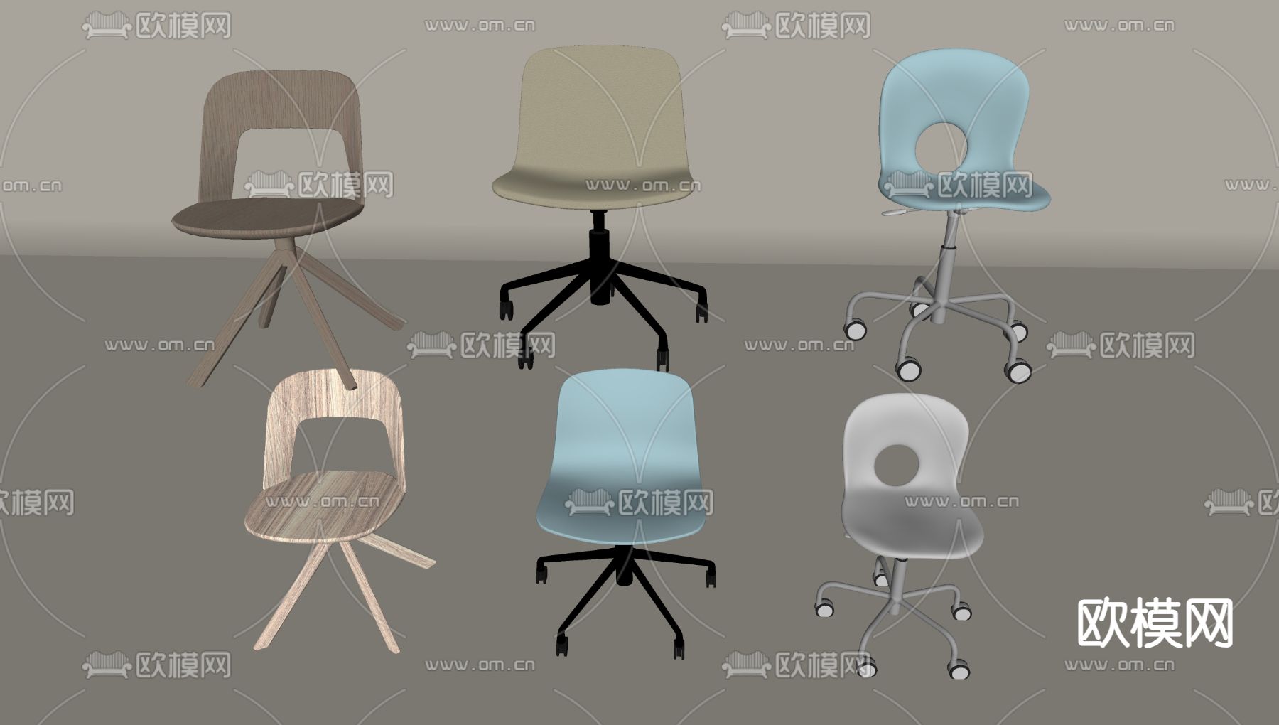 现代办公椅 休闲椅su模型下载（渲染图1）