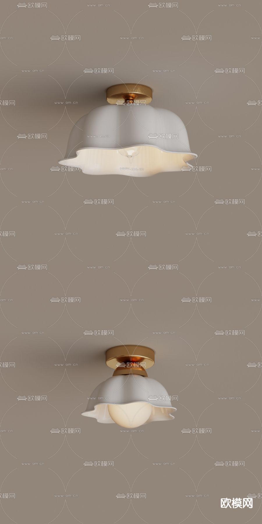 花瓣吸顶灯 卧室灯3d模型下载（渲染图2）