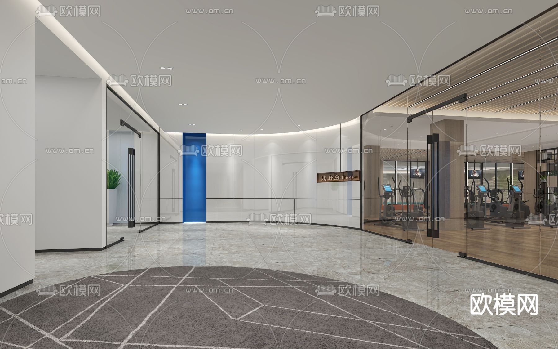 现代健身房3d模型下载（渲染图3）