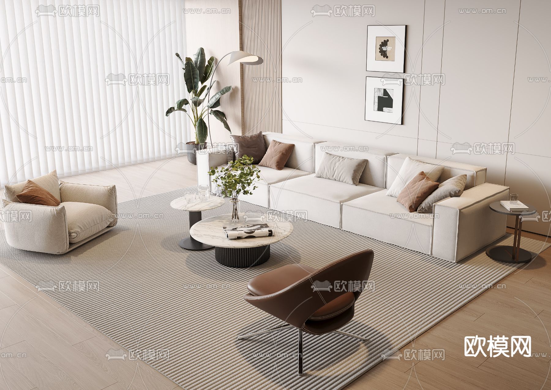 现代沙发3d模型下载