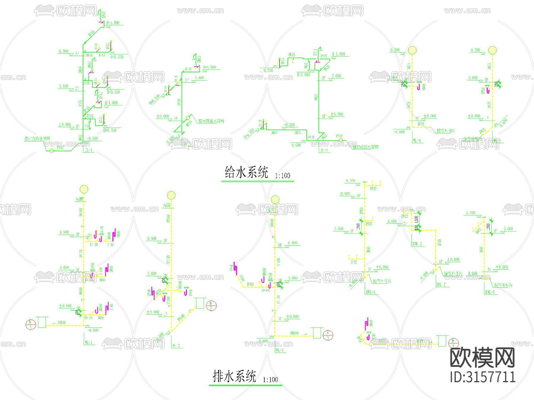 三层独栋别墅建筑cad施工图下载（渲染图7）